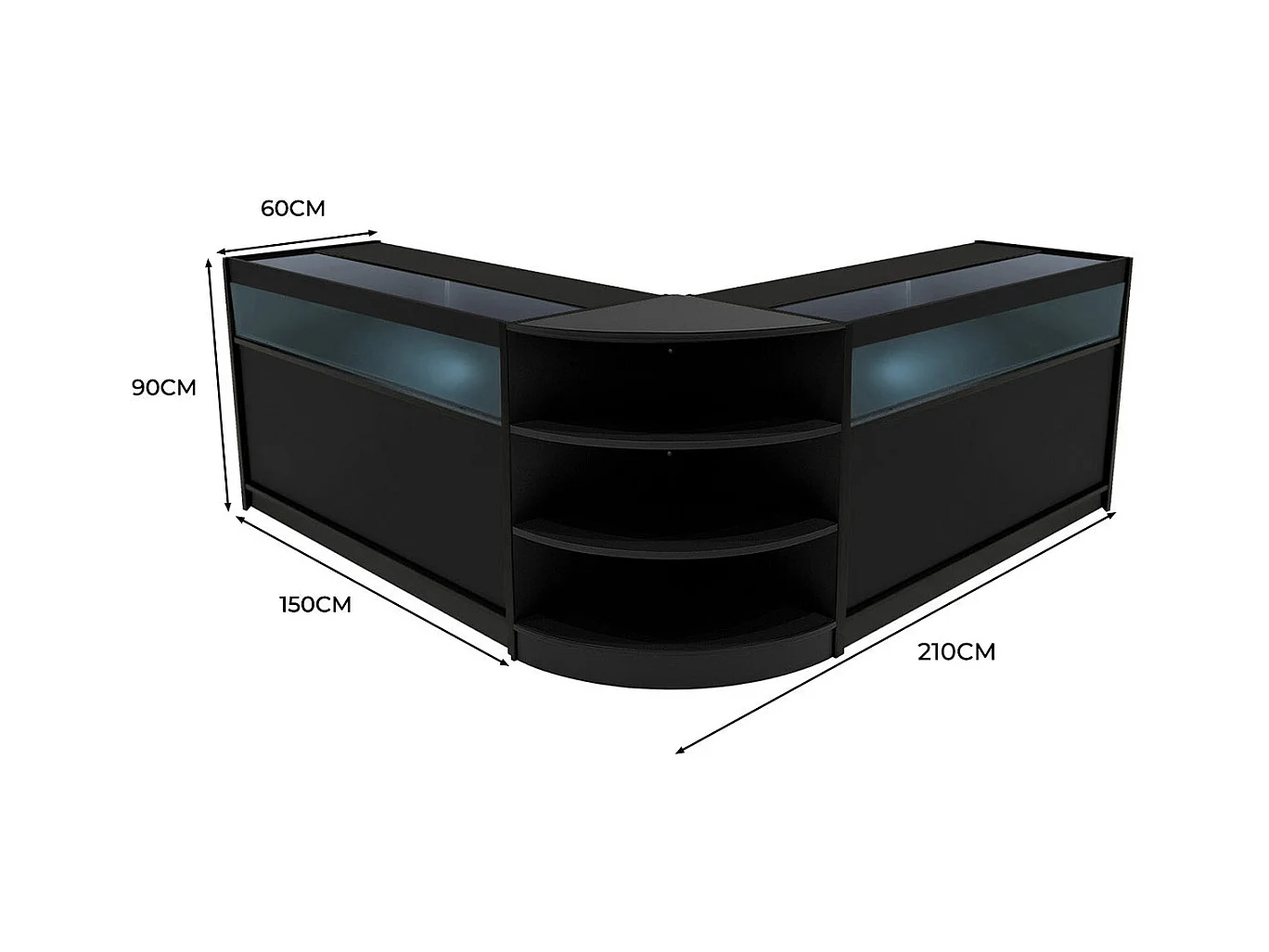 Theseus LED Verkaufstheken-Set LM60 + B1500 (2 Stück) – Schwarz
