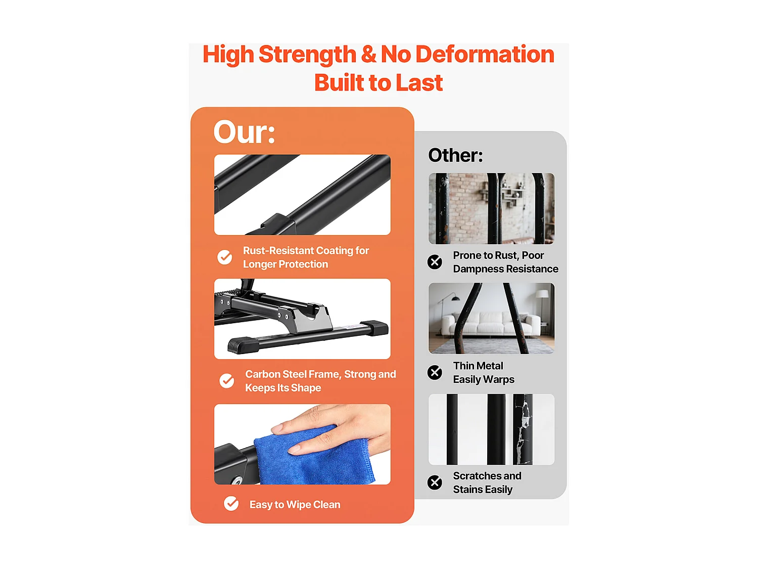 Support à Vélo SucceBuy Compatible avec VTT et Vélos 50.8-73.7 cm, Porte-vélos Pliable, Support de Rangement de Bicyclette Acier au Carbone, pour Garage