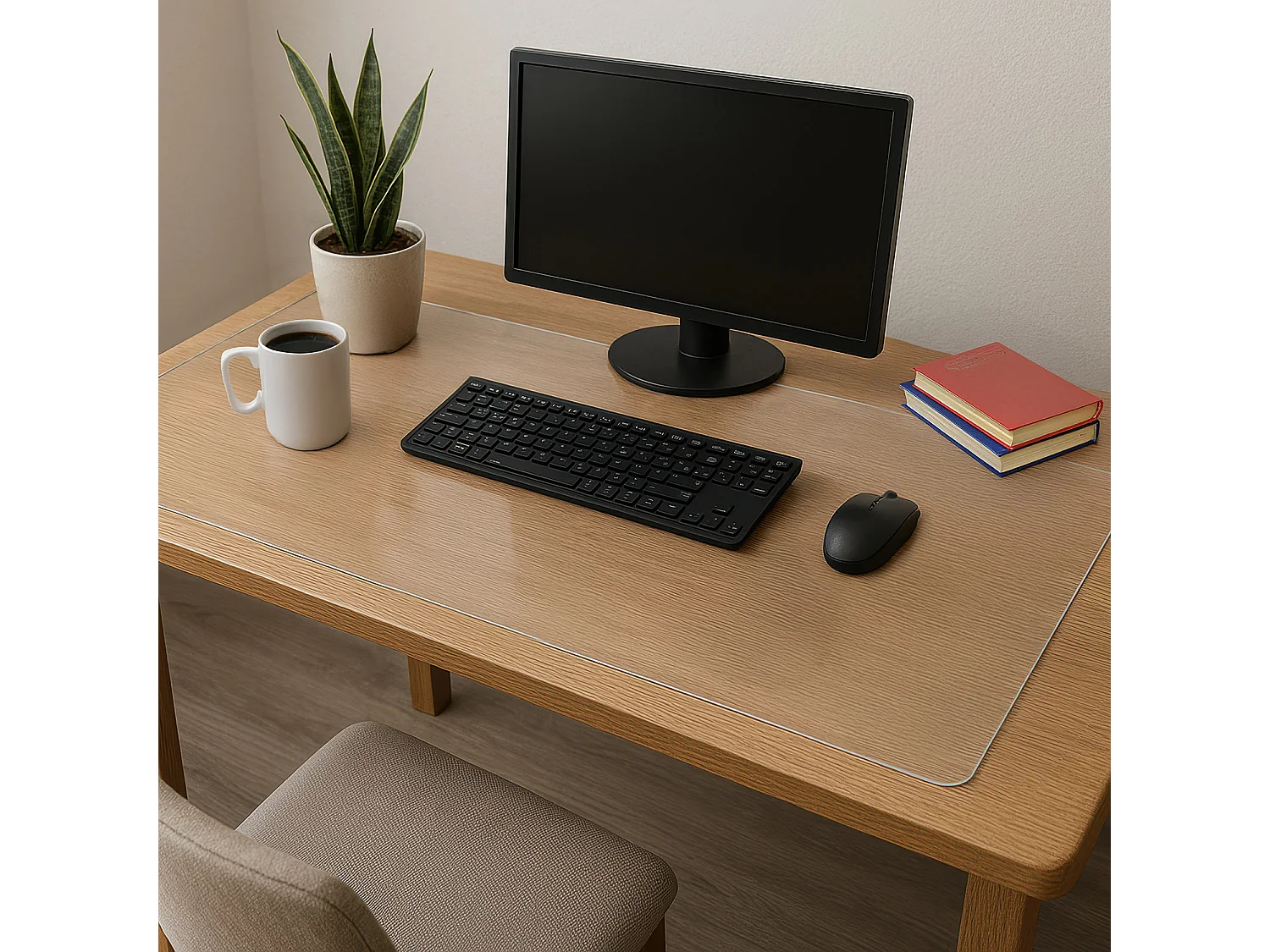 Desk Pad transparent wasserfest Tulup 120x60 - Rutschfester Schreibtischschutz für Homeoffice