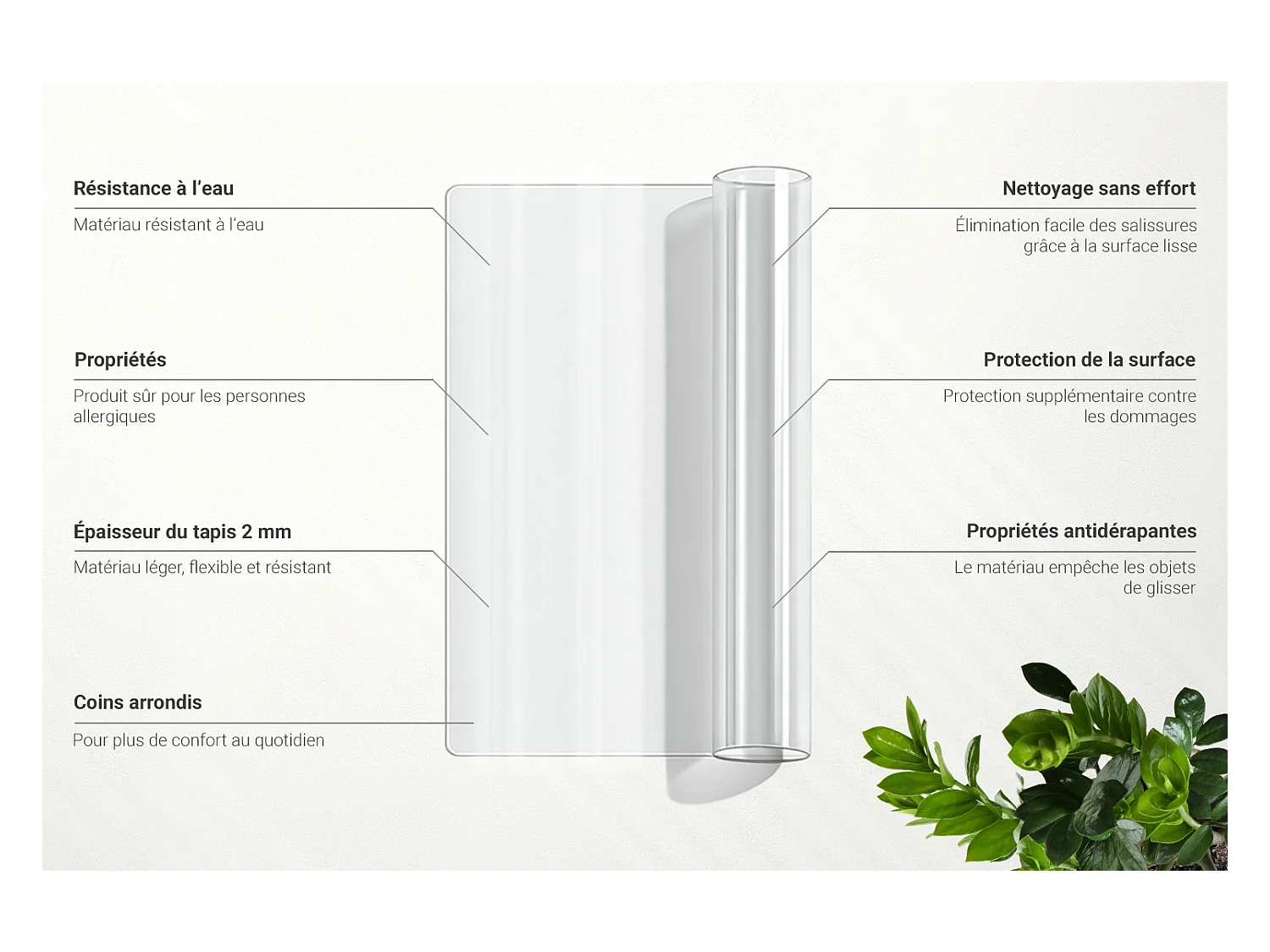 Schreibtischauflage transparent rutschfest Tulup 55x55 - Unterlage aus PVC für Schreibtisch