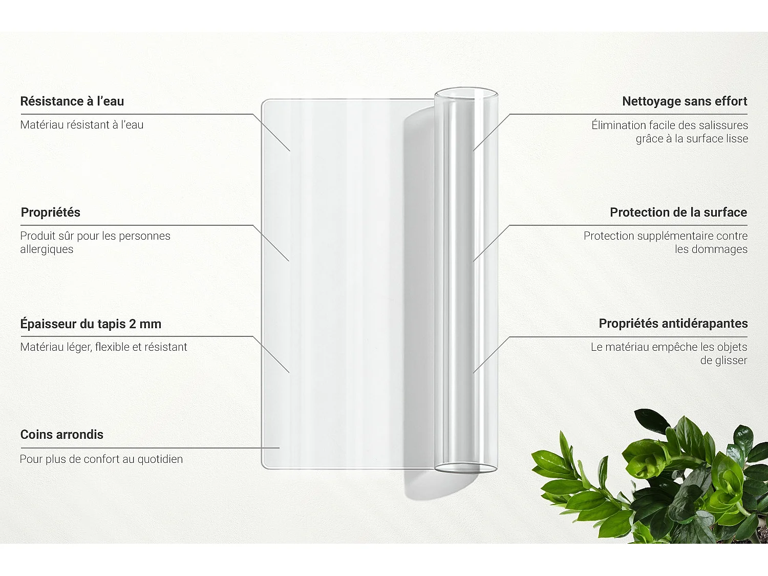 Schreibtischauflage transparent rutschfest Tulup 55x55 - Unterlage aus PVC für Schreibtisch
