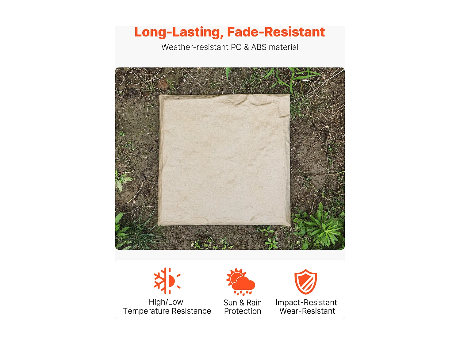 Pietre da Passo Giardino SucceBuy, 8 PCS, Lastre da Passo Giardino, 39,5x39,5 cm, Aspetto Pietra Naturale in Resina PC ABS, Piastrelle per Prato, Terrazza