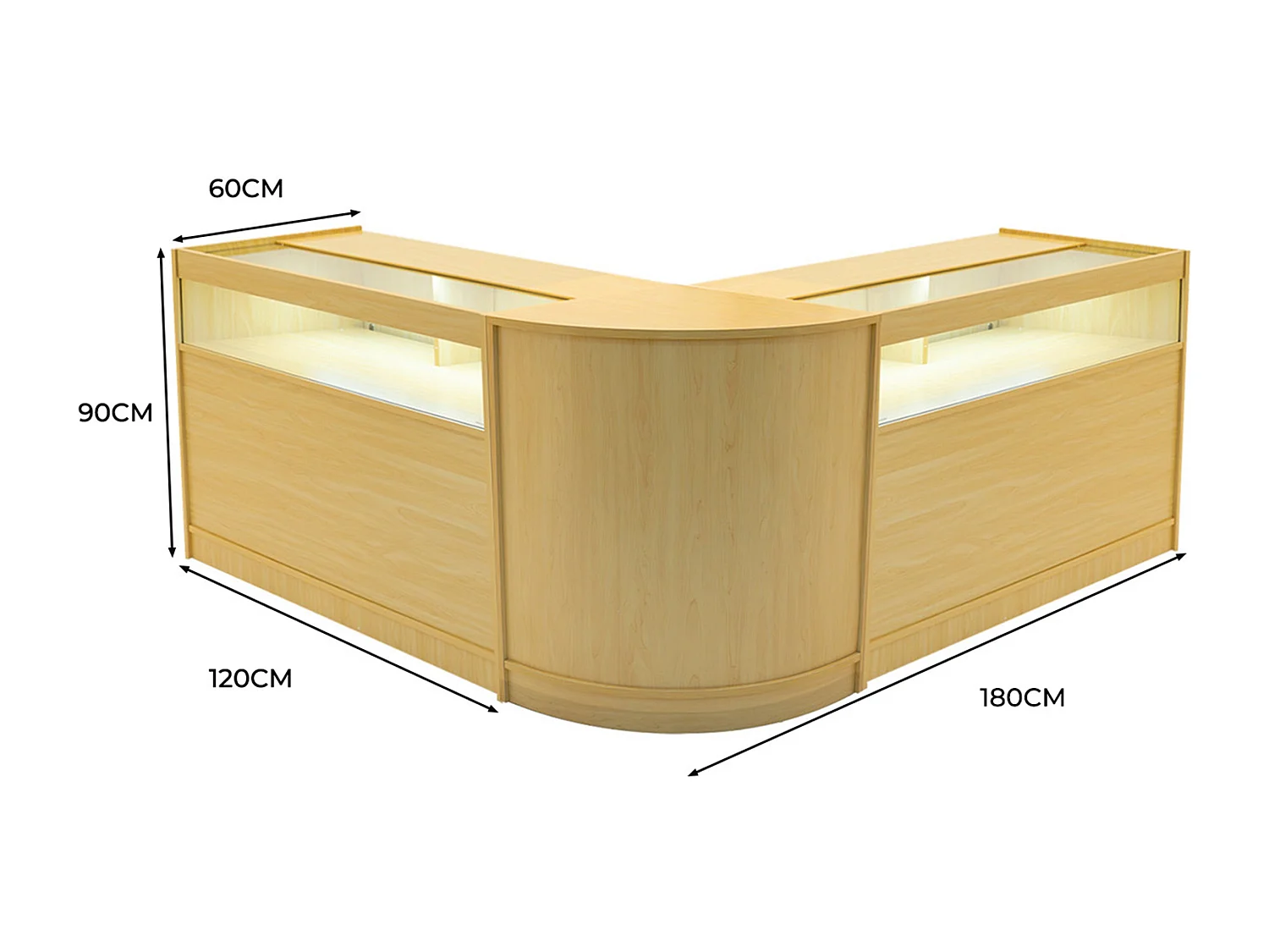Set Banconi Negozio Iris LED B1200 CM60 Acero con Vetrina e Serratura