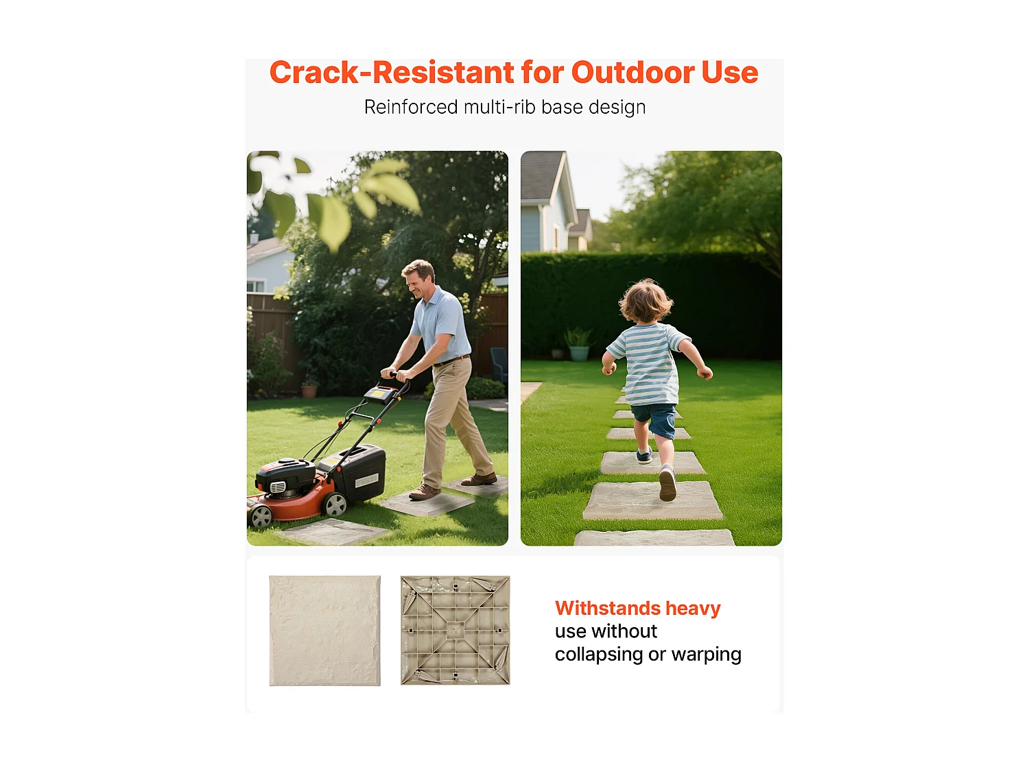 Piedras de Paso para Jardín SucceBuy, 16 PCS, Losas de Paso, 39,5x39,5 cm, Aspecto de Piedra Natural en Resina PC ABS, con Estacas de Suelo, Adoquines para Césped