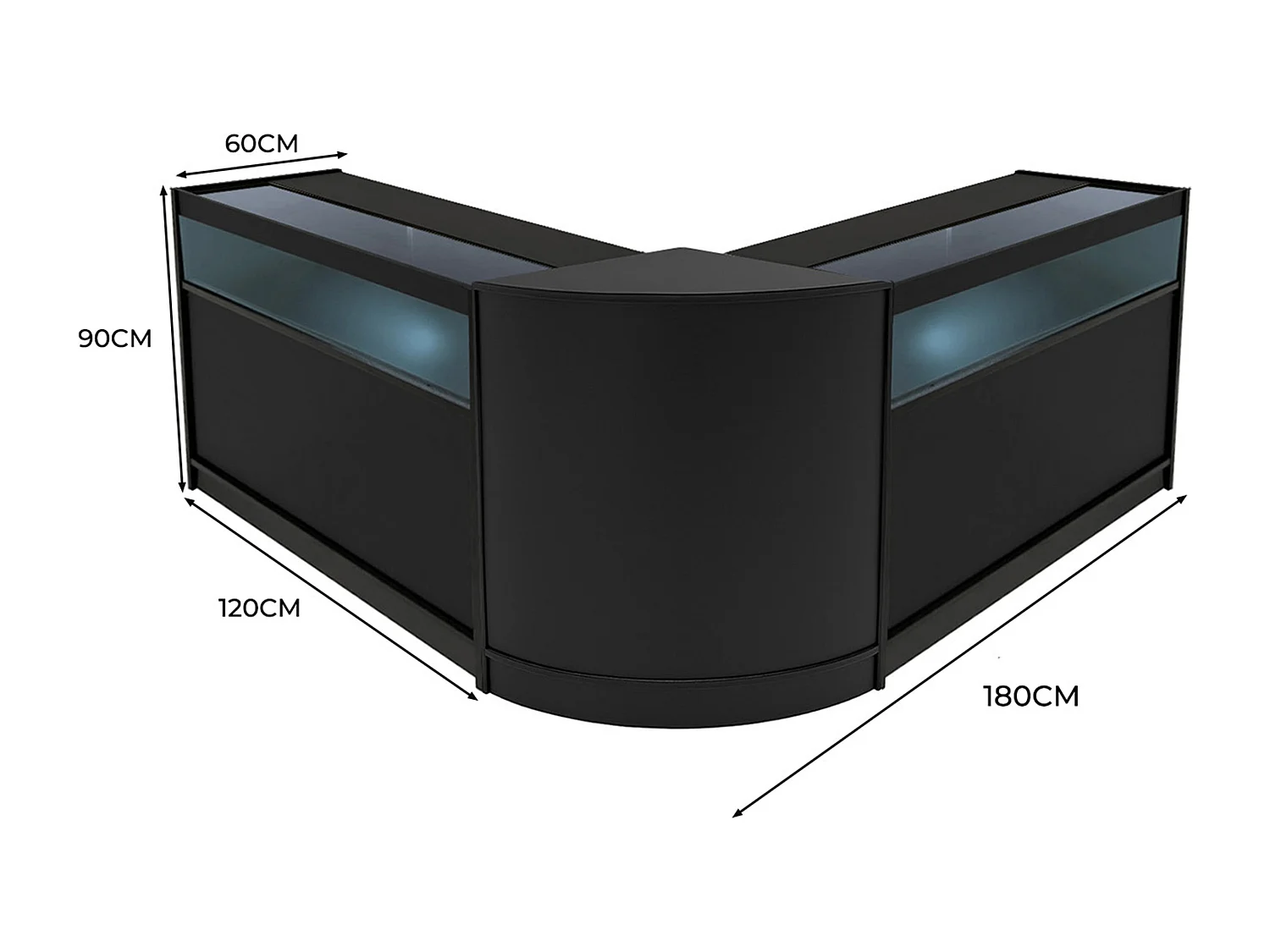 Iris LED Winkel Toonbank Set CM60 & 2 x B1200 - Zwart