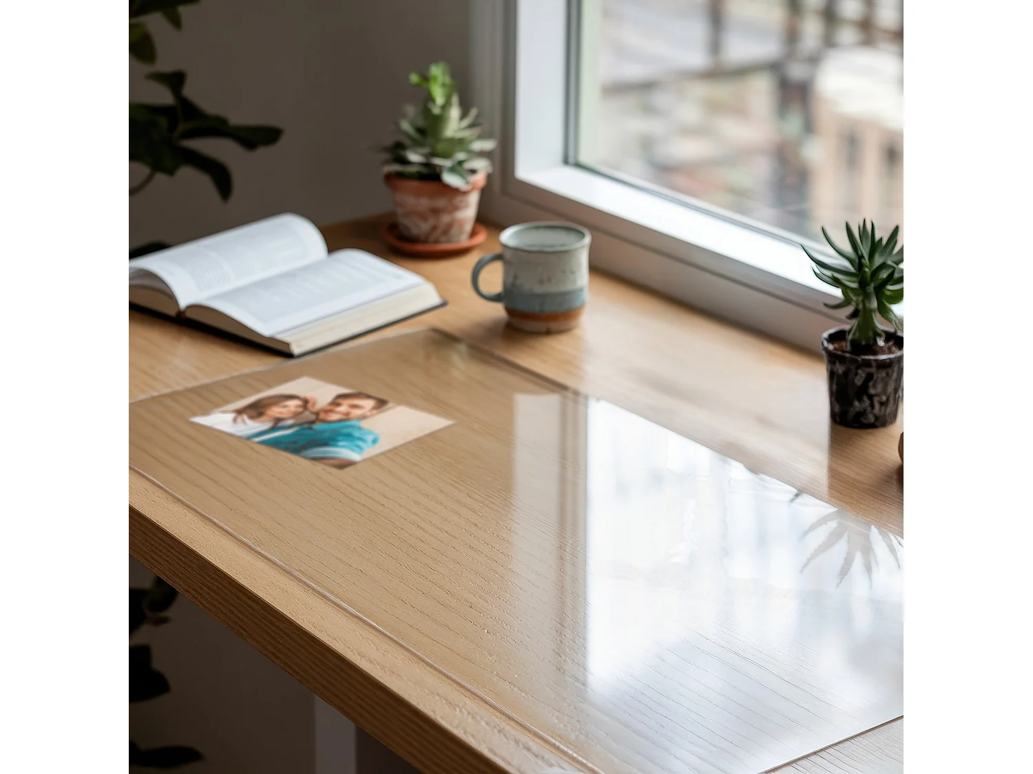 Schreibtischmatte durchsichtig wasserfest Tulup 90x45 - Rutschfeste Unterlage für Büro und Schreibtisch