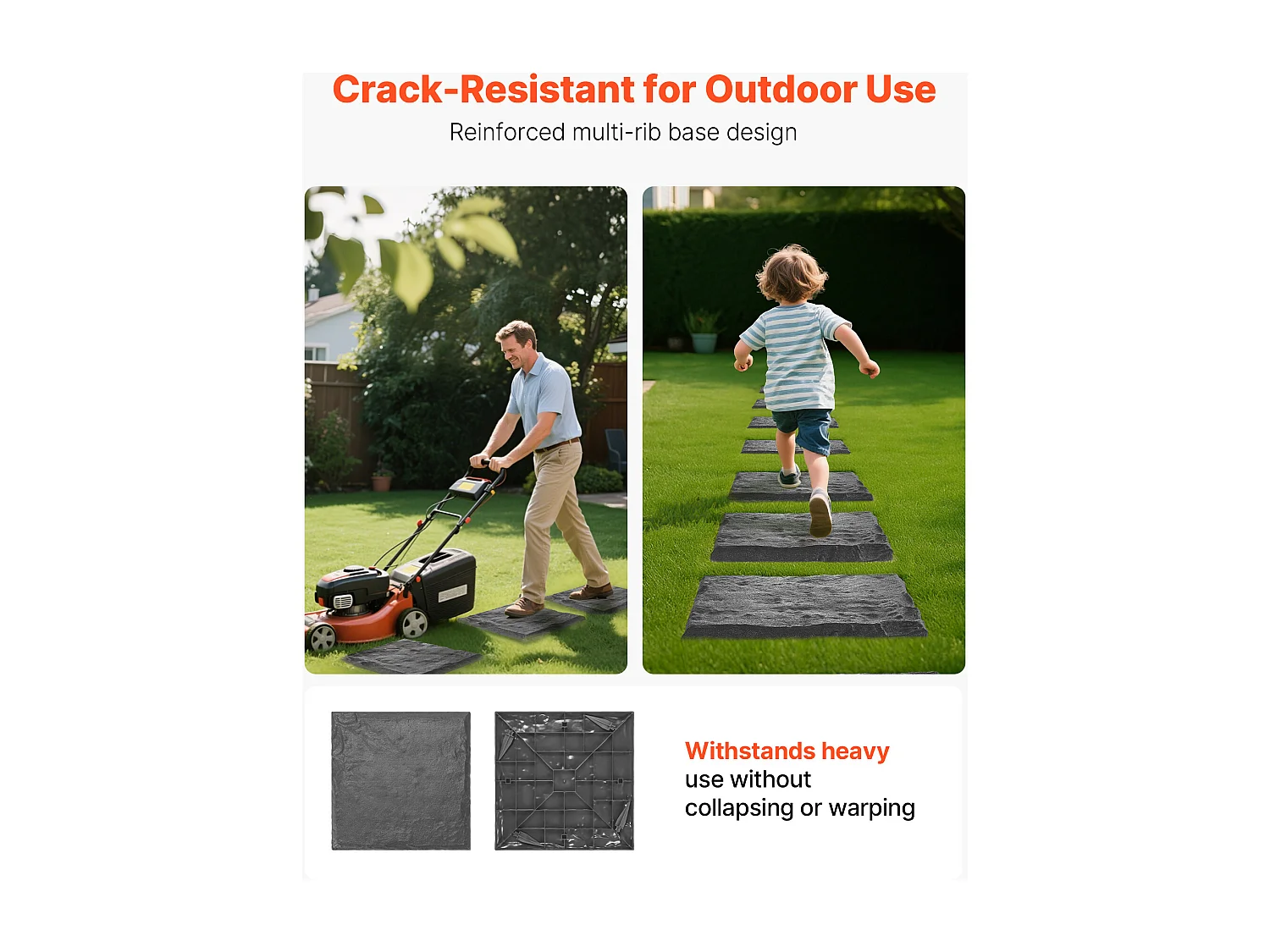 Pierres de Marche Jardin SucceBuy, 16 PCS, 39,5x39,5 cm, Aspect Pierre Naturelle en Résine PC ABS, avec Piquets de Sol, Pavés pour Pelouse, Terrasse, Gris