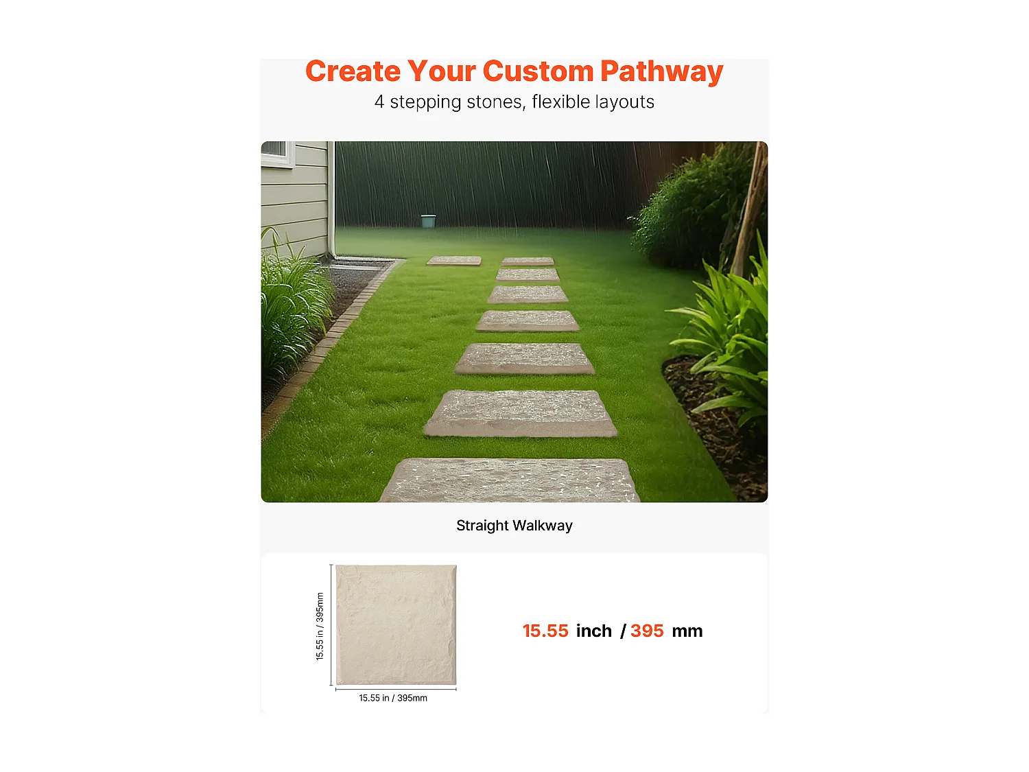 Kamienie Chodnikowe Ogród SucceBuy, 4 PCS, Płyty Chodnikowe Ogród, 39,5x39,5 cm, Wygląd Naturalnego Kamienia z Żywicy PC ABS, Kostka Brukowa na Trawnik, Taras