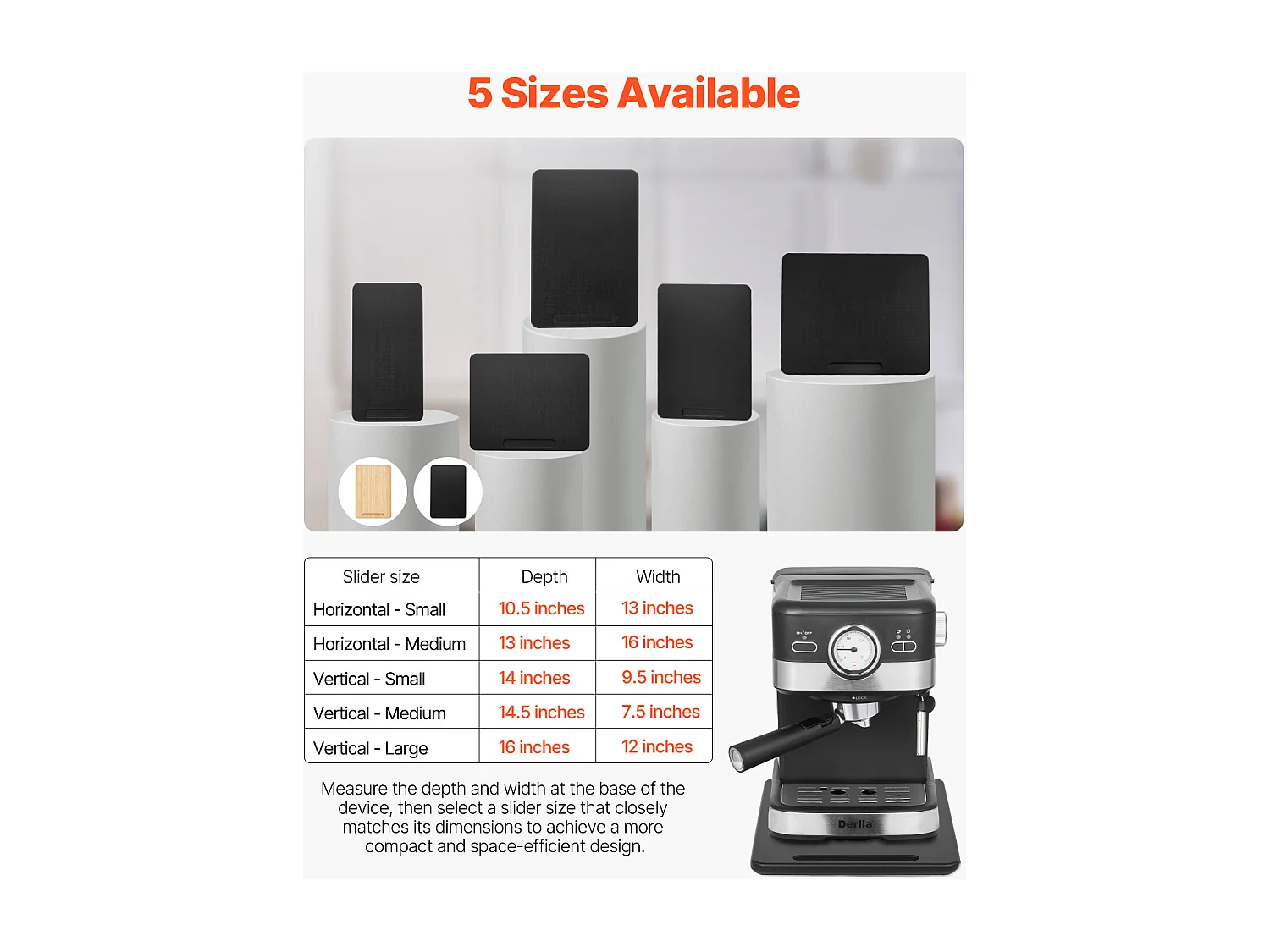 Bandeja Deslizante SucceBuy para Aparatos de Cocina, 35,6 x 24,1 cm, Tabla Móvil, para Cafetera, Pequeños Electrodomésticos de Cocina, Negro