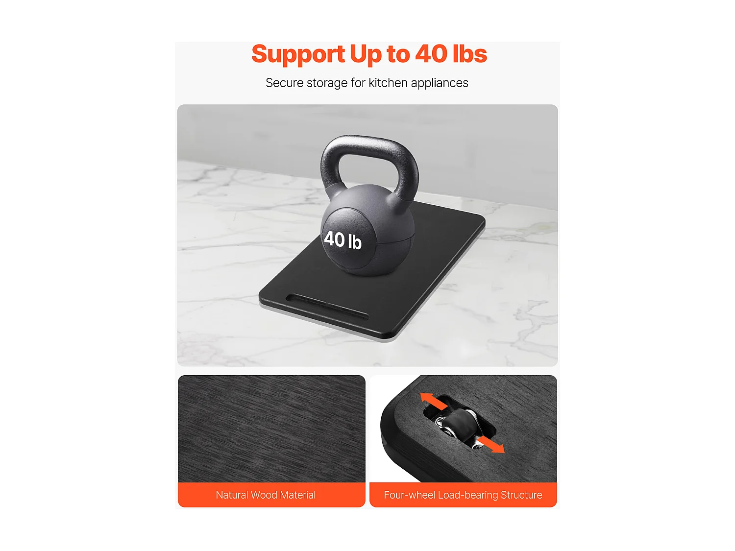 Bandeja Deslizante SucceBuy para Aparatos de Cocina, 35,6 x 24,1 cm, Tabla Móvil, para Cafetera, Pequeños Electrodomésticos de Cocina, Negro