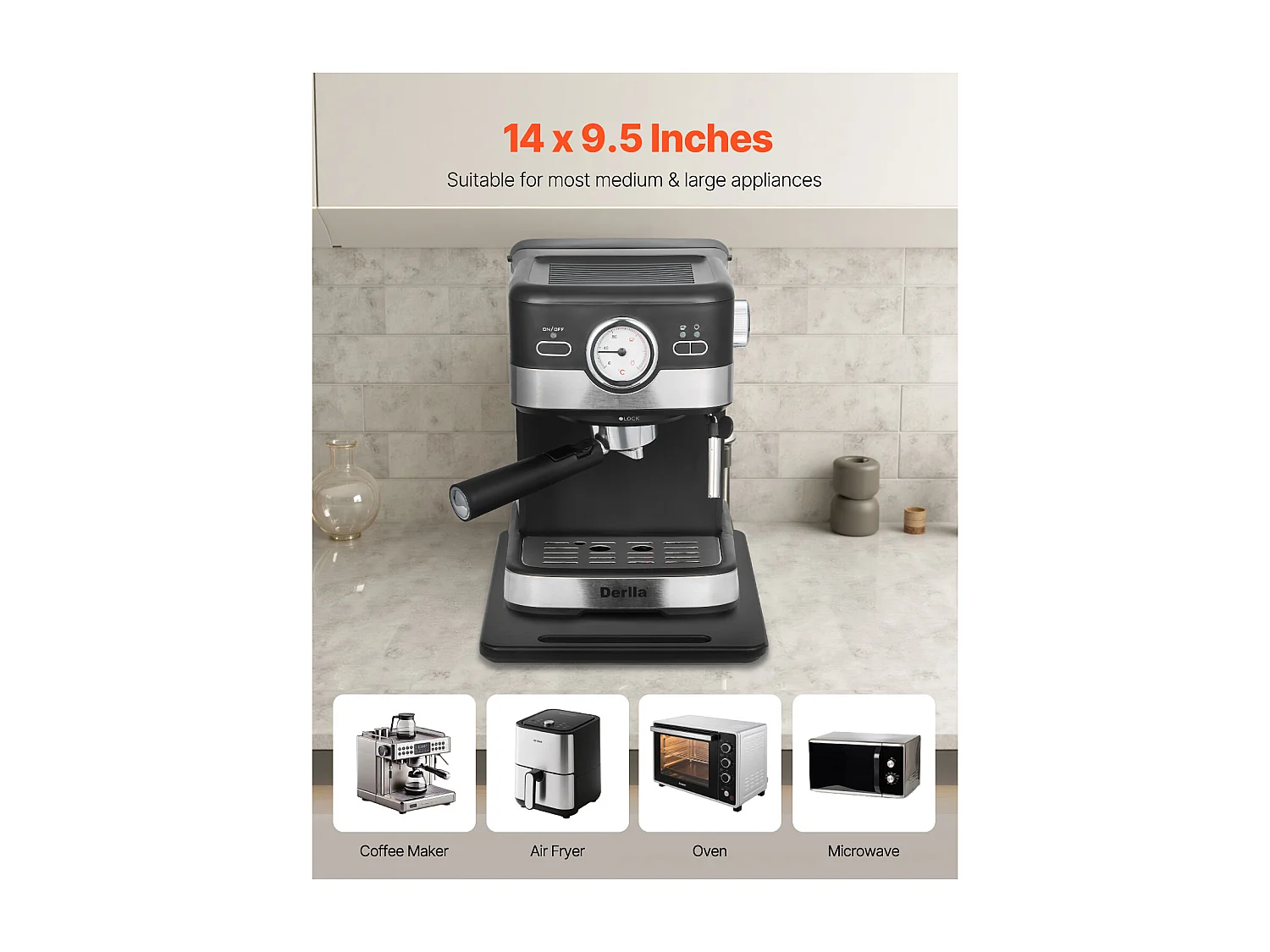 Bandeja Deslizante SucceBuy para Aparatos de Cocina, 35,6 x 24,1 cm, Tabla Móvil, para Cafetera, Pequeños Electrodomésticos de Cocina, Negro