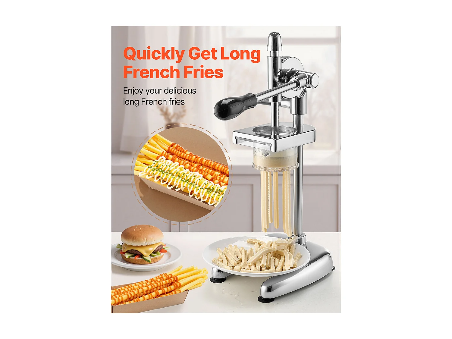 Cortador de Patatas Fritas SucceBuy Profesional, Exprimidor Manual de Patatas Fritas Largas, de Acero Inoxidable, para Cocina, Restaurante, Hogar