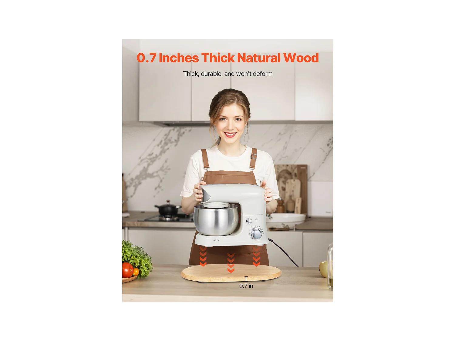 Bandeja Deslizante SucceBuy para Aparatos de Cocina, 39,9 x 28,2 cm, Bandeja de Madera con Patas de PTFE, para Pequeños Electrodomésticos de Cocina, Color Madera