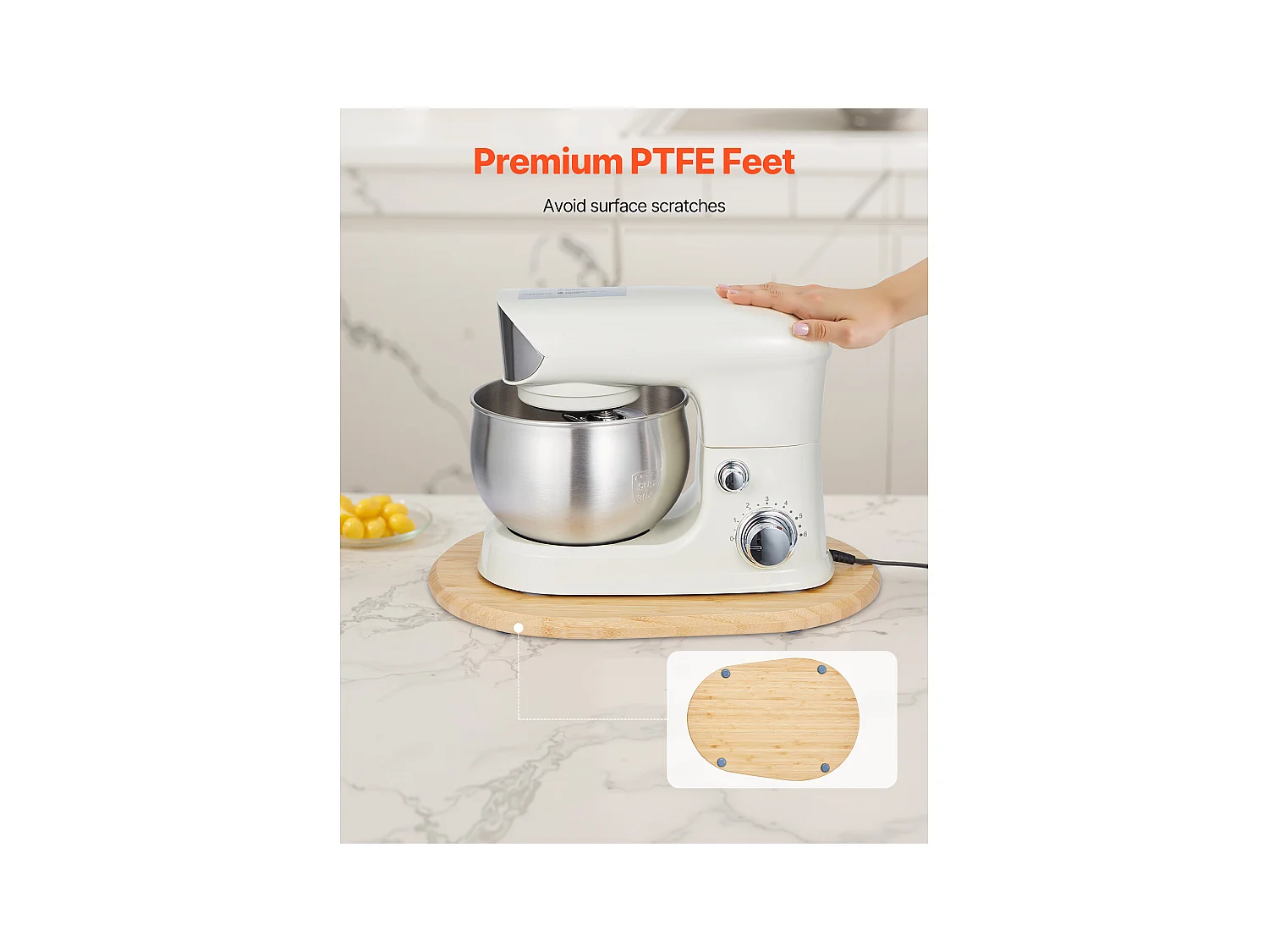 Bandeja Deslizante SucceBuy para Aparatos de Cocina, 39,9 x 28,2 cm, Bandeja de Madera con Patas de PTFE, para Pequeños Electrodomésticos de Cocina, Color Madera