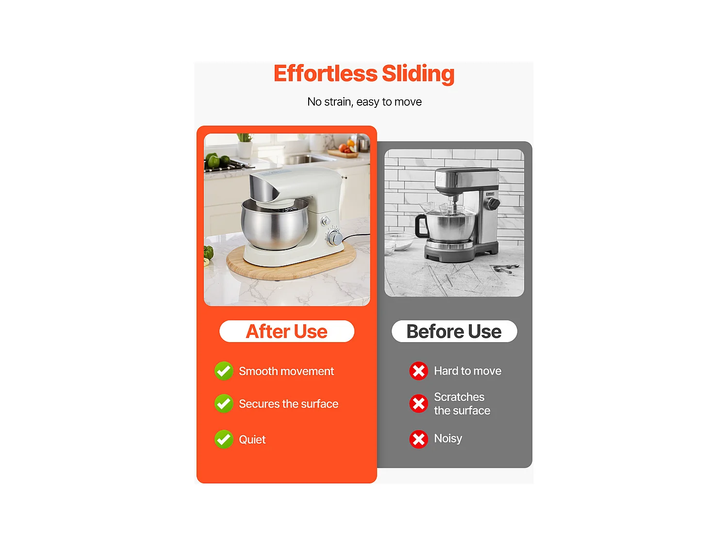 Bandeja Deslizante SucceBuy para Aparatos de Cocina, 39,9 x 28,2 cm, Bandeja de Madera con Patas de PTFE, para Pequeños Electrodomésticos de Cocina, Color Madera