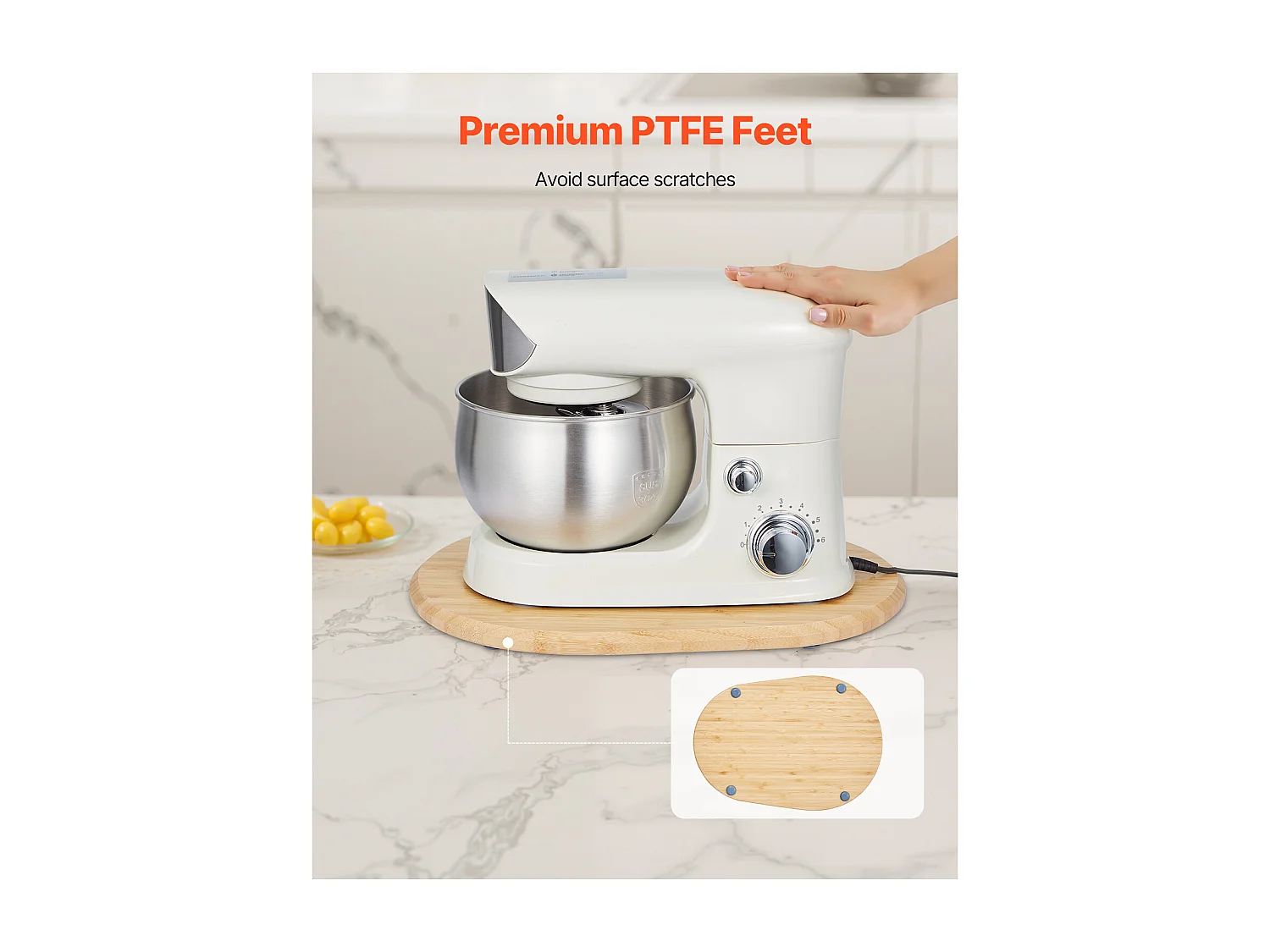 Plateau Coulissant SucceBuy pour Appareils de Cuisine, 39,9 x 28,2 cm, Plateau en Bois avec Pieds en PTFE, pour Petits Électroménagers de Cuisine, Couleur Bois