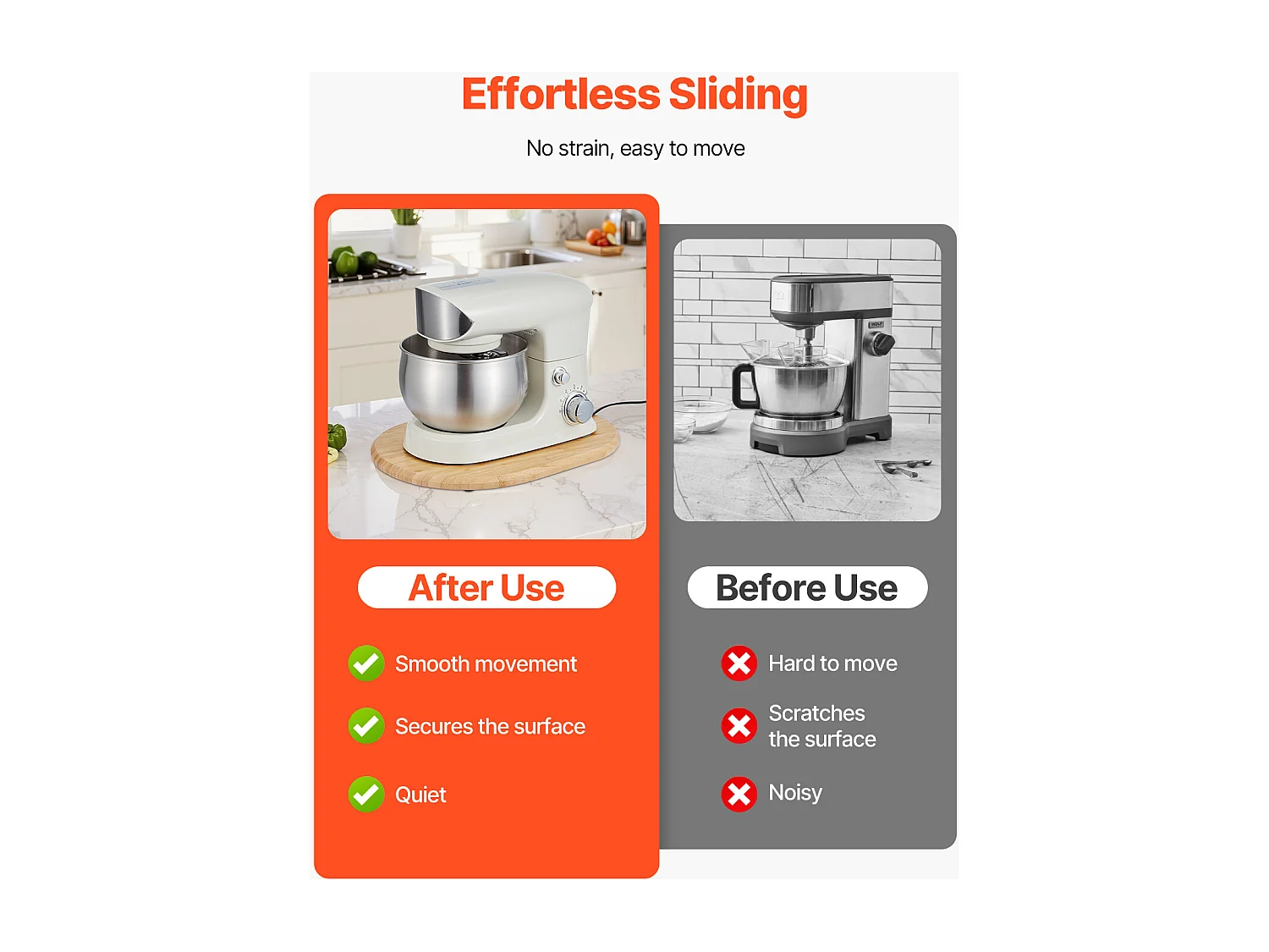 Plateau Coulissant SucceBuy pour Appareils de Cuisine, 39,9 x 28,2 cm, Plateau en Bois avec Pieds en PTFE, pour Petits Électroménagers de Cuisine, Couleur Bois