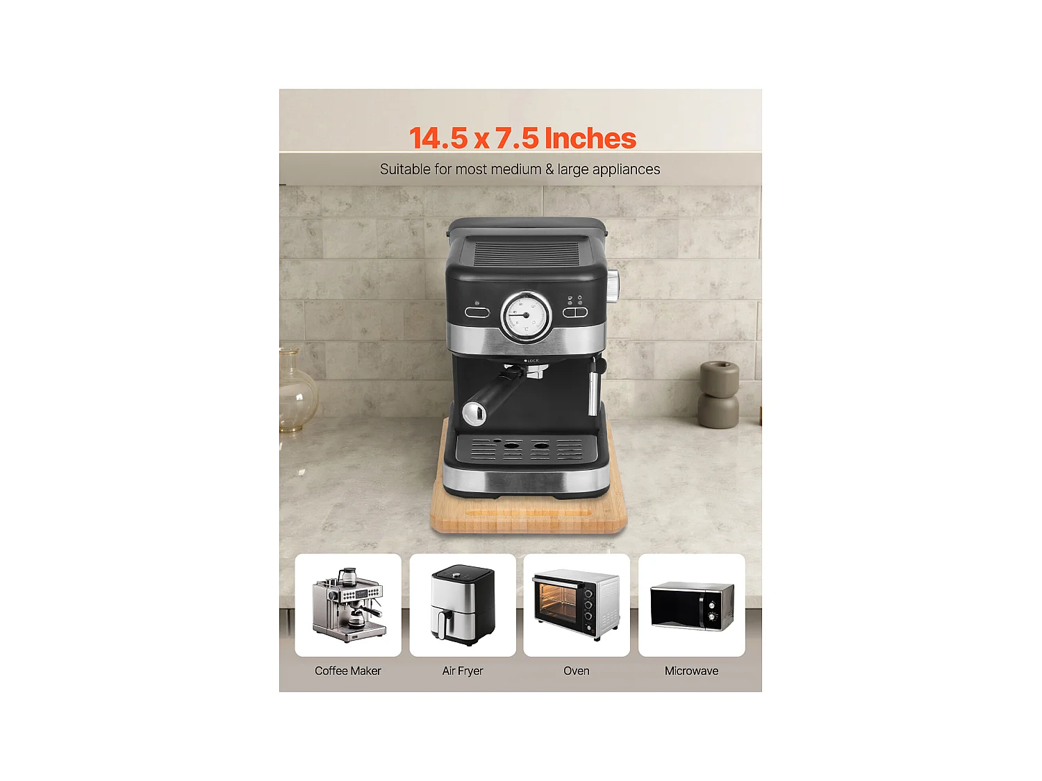 Plateau Coulissant SucceBuy pour Appareils de Cuisine, 36,8x19,1 cm, Planche Mobile, pour Cafetière, Petit Électroménager Cuisine, Couleur Bois