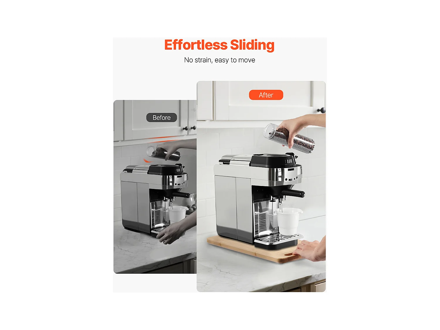 Plateau Coulissant SucceBuy pour Appareils de Cuisine, 36,8x19,1 cm, Planche Mobile, pour Cafetière, Petit Électroménager Cuisine, Couleur Bois