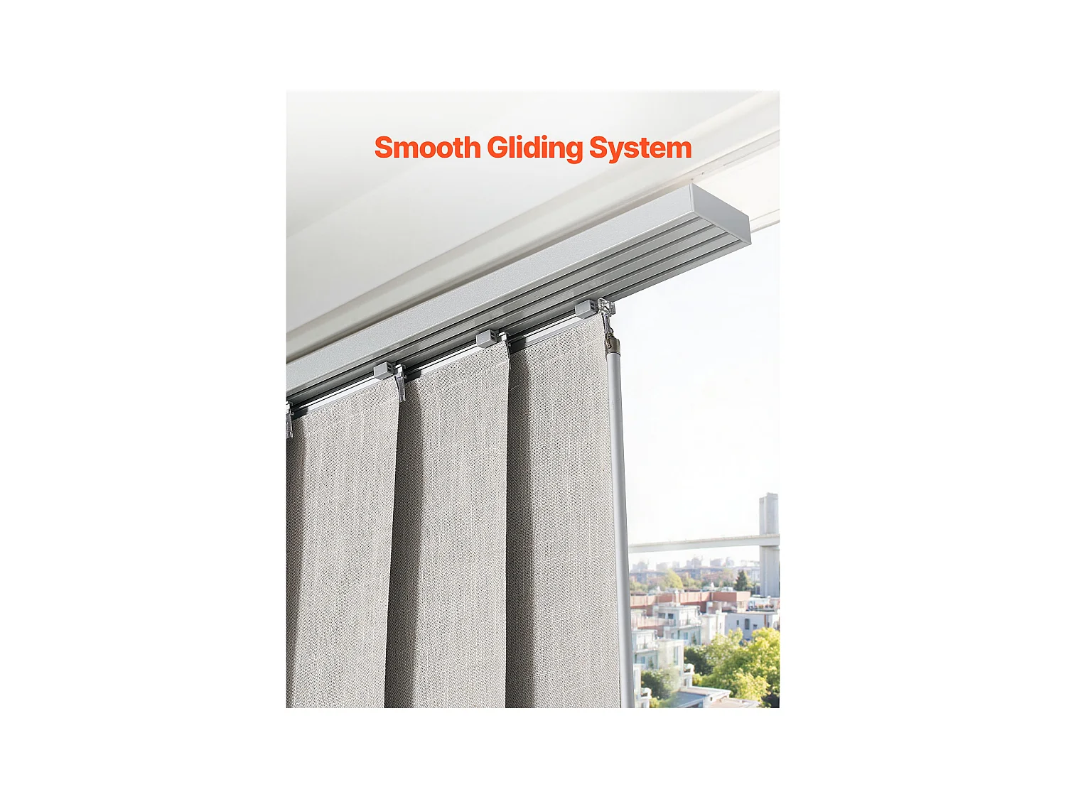 Store à Panneaux SucceBuy sur Rail Extensible, 116-218 cm Largeur, Panneau Japonais Vertical Ajustable jusqu'à 243 cm Hauteur, Gris Clair