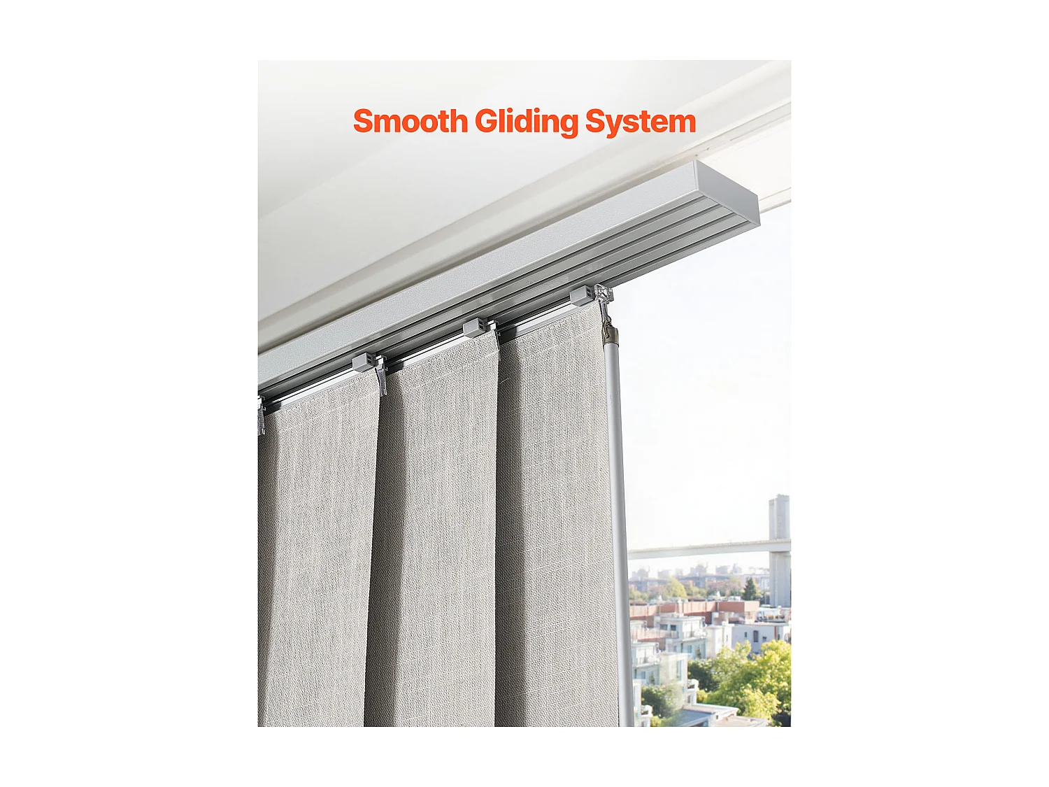 Tenda a Pannelli SucceBuy su Binario Estensibile, Larghezza 116-218 cm, Pannello Giapponese Verticale Regolabile fino a 243 cm di Altezza, Grigio Chiaro