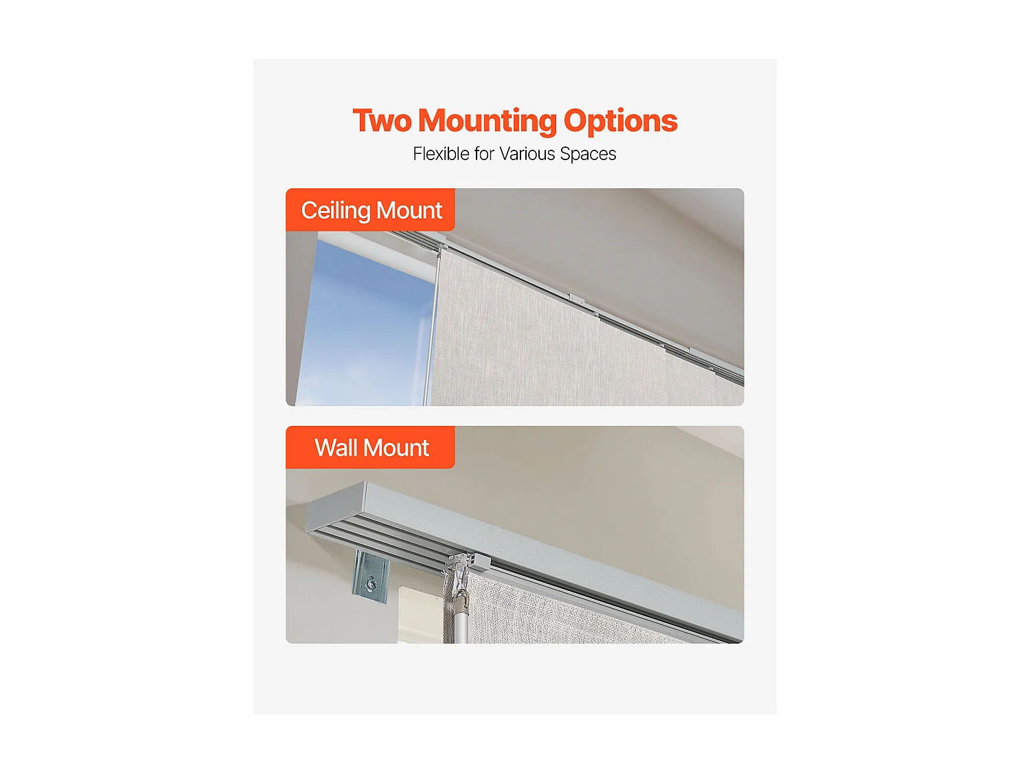 Tenda a Pannelli SucceBuy su Binario Estensibile, Larghezza 116-218 cm, Pannello Giapponese Verticale Regolabile fino a 243 cm di Altezza, Grigio Chiaro