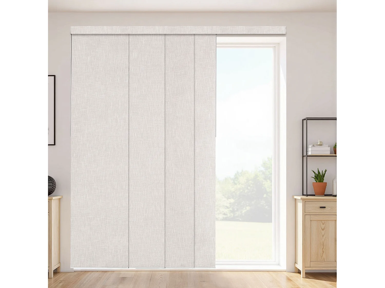 Tenda a Pannelli SucceBuy su Binario Estensibile, Larghezza 116-218 cm, Pannello Giapponese Verticale Regolabile fino a 243 cm di Altezza, Grigio Chiaro