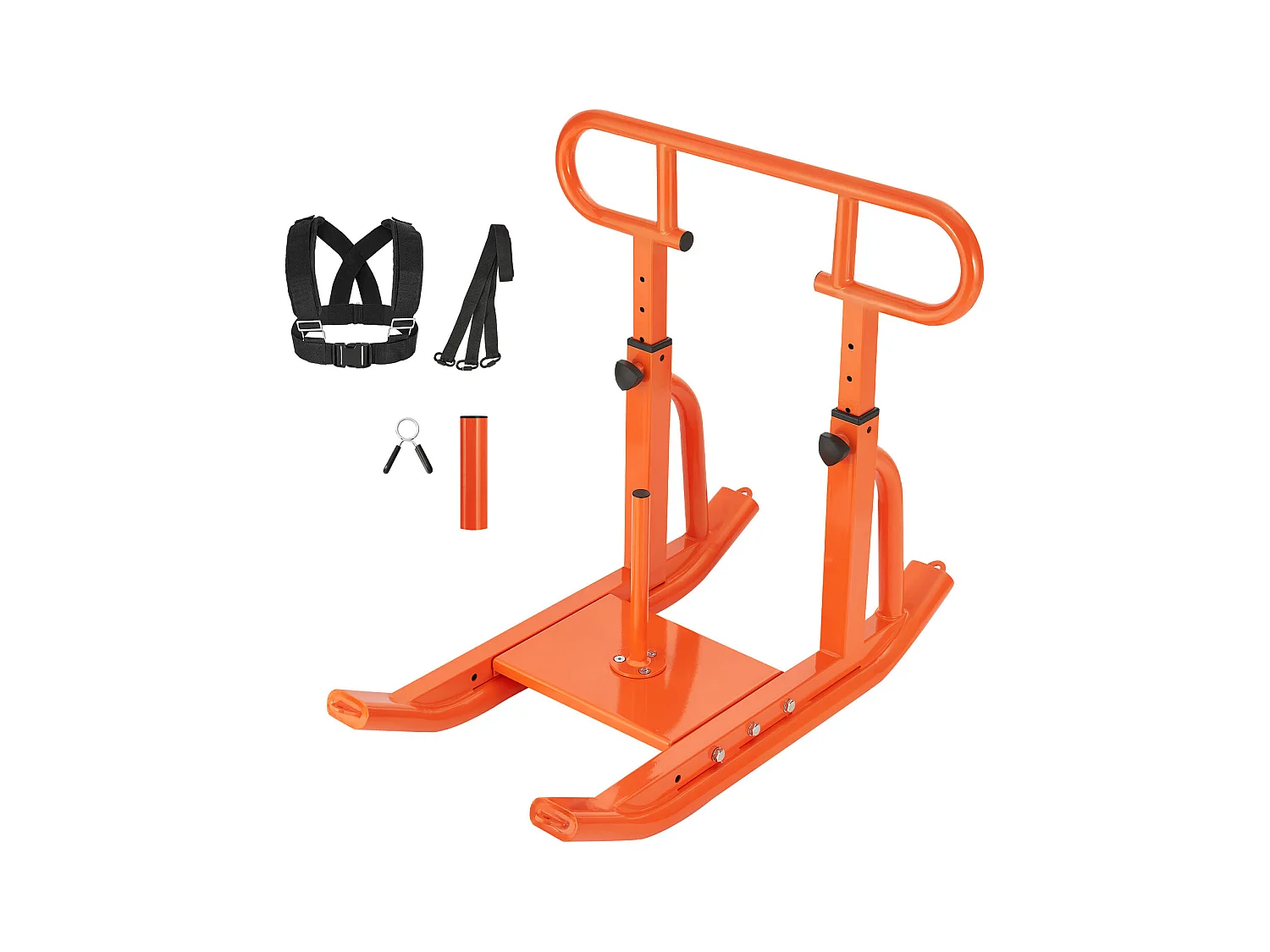 Kraftschlitten aus Stahl SucceBuy, Krafttrainingsgerät, mit Höhenverstellbarem Griff, Schieben und Ziehen, für Fitness, Orange