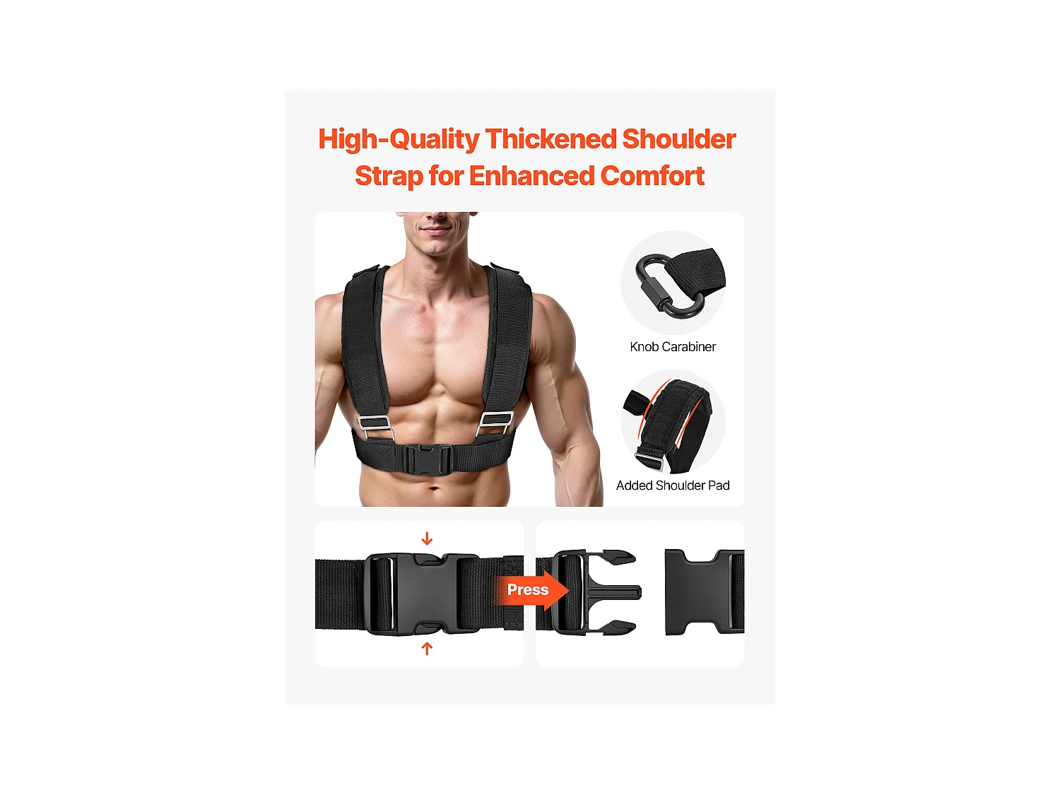 Kraftschlitten aus Stahl SucceBuy, Krafttrainingsgerät, mit Höhenverstellbarem Griff, Schieben und Ziehen, für Fitness, Orange