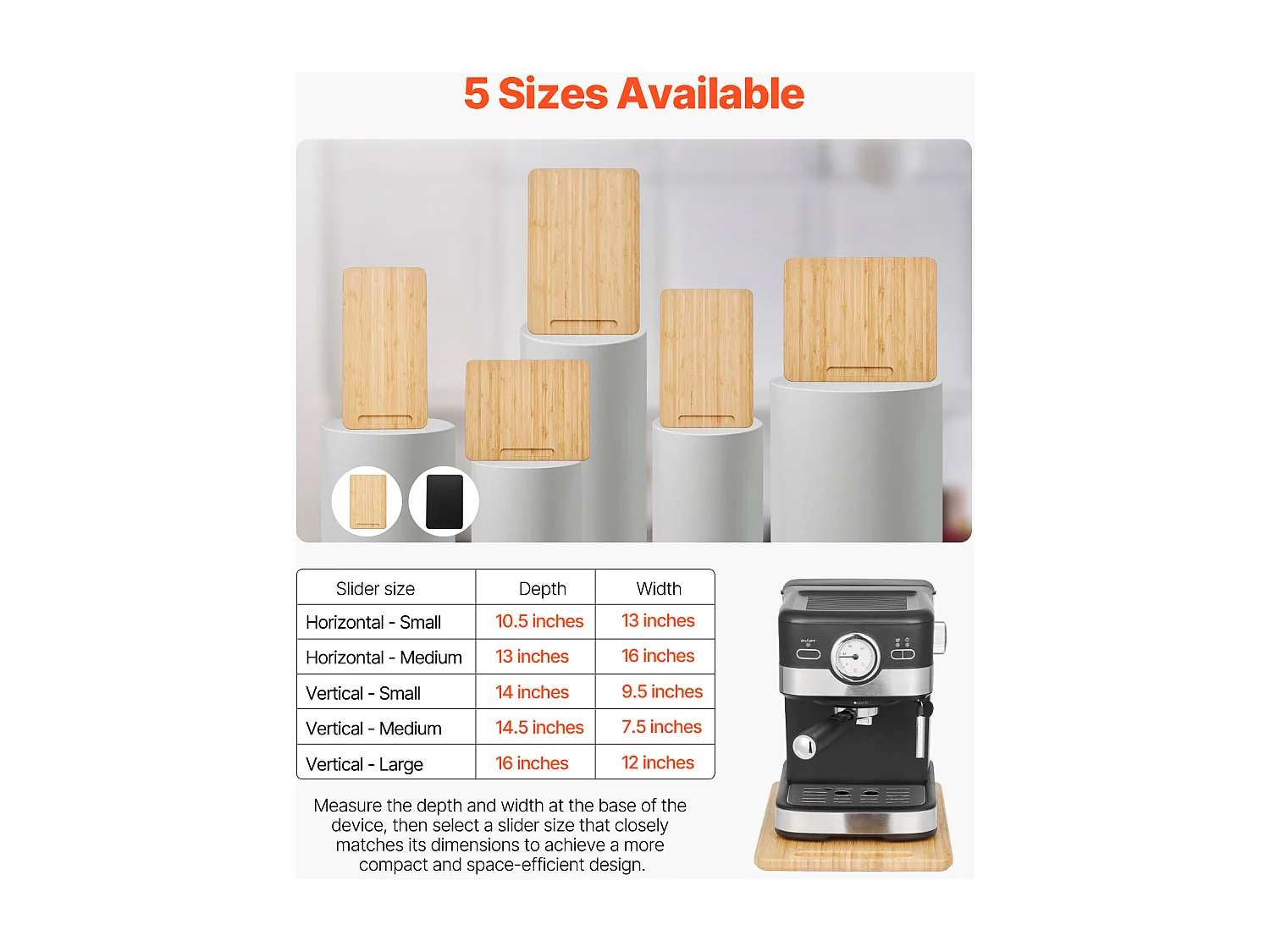 Plateau Coulissant SucceBuy pour Appareils de Cuisine, 35,6x24,1 cm, Planche Mobile pour Cafetière, Petit Électroménager Cuisine, Couleur Bois