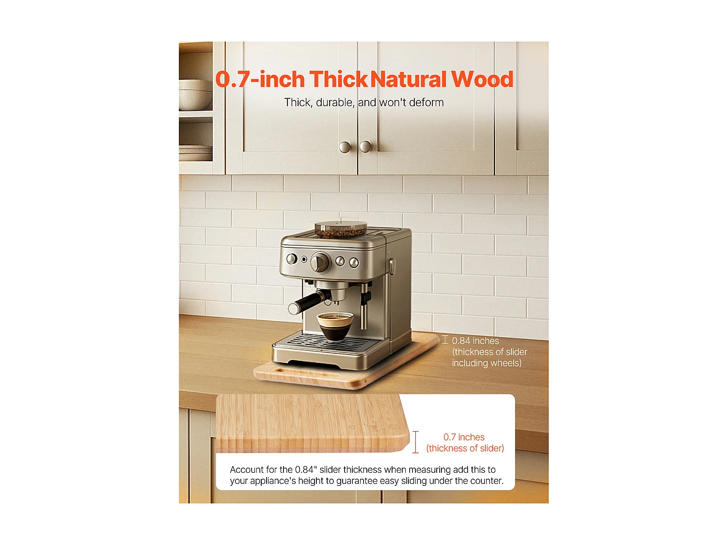 Plateau Coulissant SucceBuy pour Appareils de Cuisine, 35,6x24,1 cm, Planche Mobile pour Cafetière, Petit Électroménager Cuisine, Couleur Bois