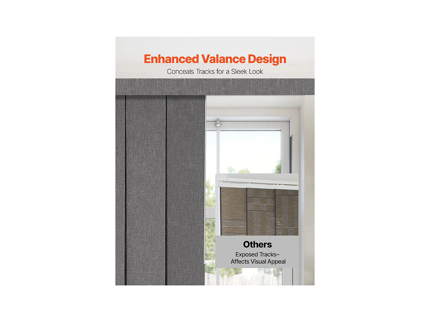 Store à Panneaux SucceBuy Occultants Verticaux sur Rail 116-218 cm de Large, Panneau Japonais Réglable jusqu'à 243 cm de Haut, Idéal pour Portes Coulissantes