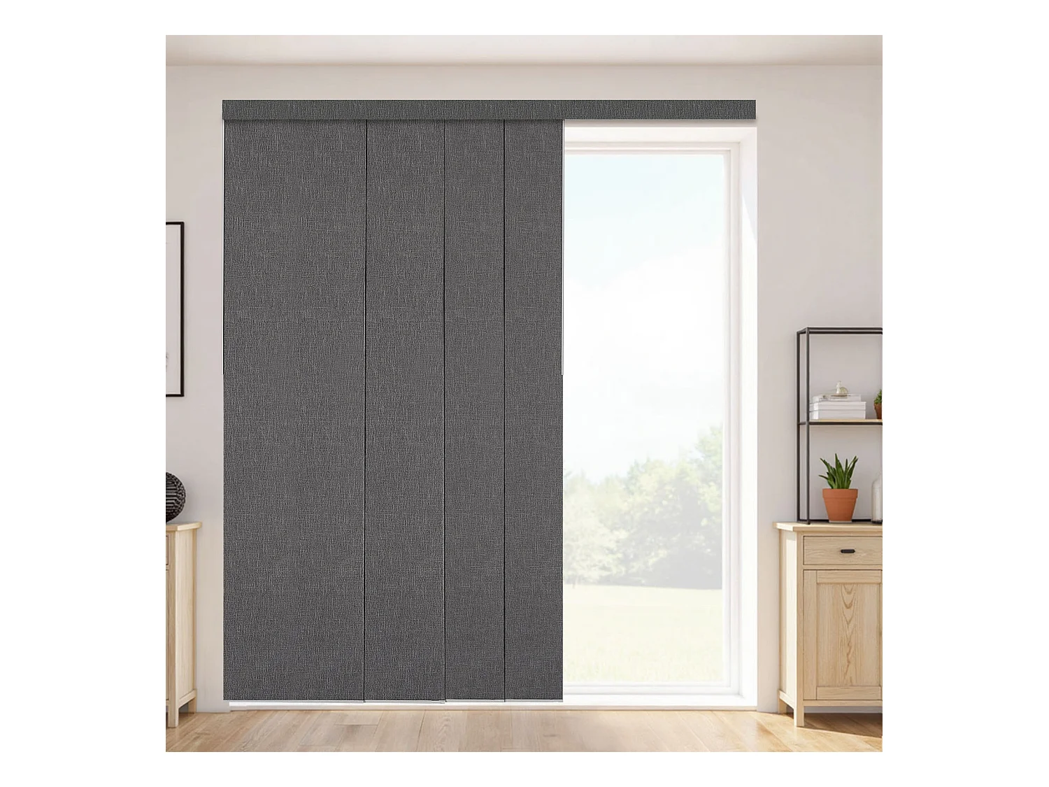 Store à Panneaux SucceBuy Occultants Verticaux sur Rail 116-218 cm de Large, Panneau Japonais Réglable jusqu'à 243 cm de Haut, Idéal pour Portes Coulissantes