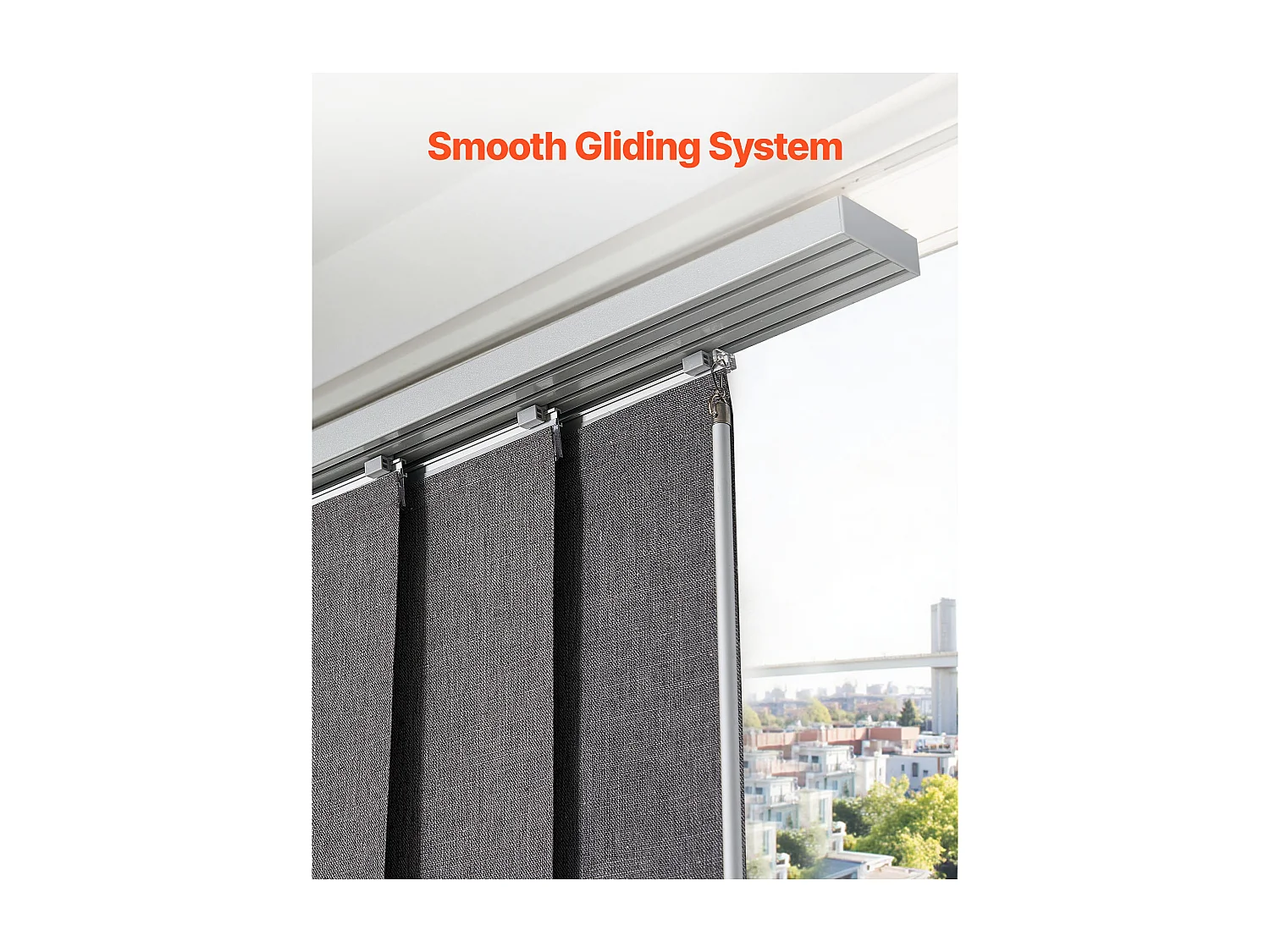 Verduisterend Paneelgordijn SucceBuy Verticaal op Rail 116-218 cm Breed, Japans Paneel Verstelbaar tot 243 cm Hoog, Ideaal voor Schuifdeuren