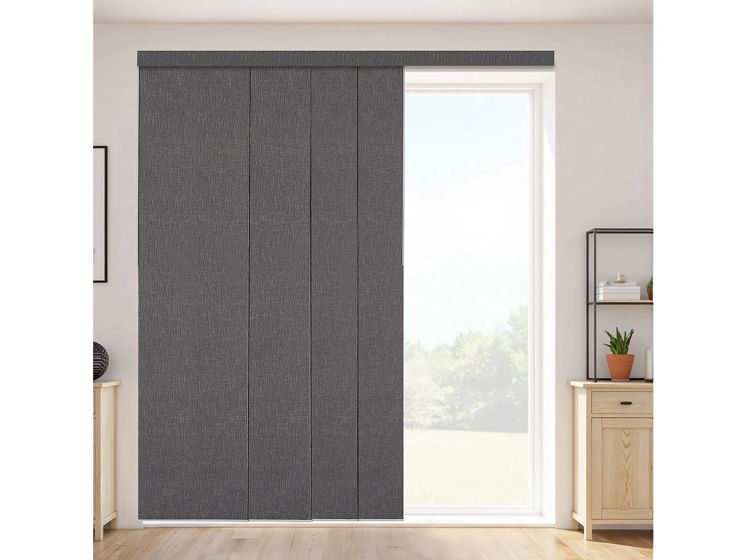 Verduisterend Paneelgordijn SucceBuy Verticaal op Rail 116-218 cm Breed, Japans Paneel Verstelbaar tot 243 cm Hoog, Ideaal voor Schuifdeuren