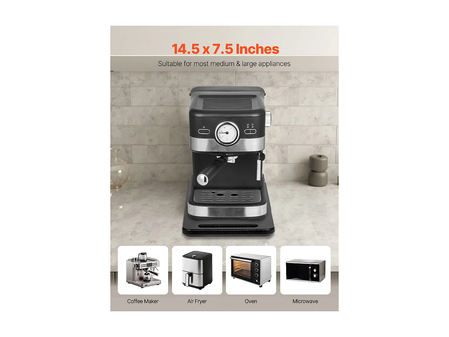 Bandeja Deslizante SucceBuy para Aparatos de Cocina, 36,8 x 19,1 cm, Tabla Móvil, para Cafetera, Pequeños Electrodomésticos de Cocina, Negro