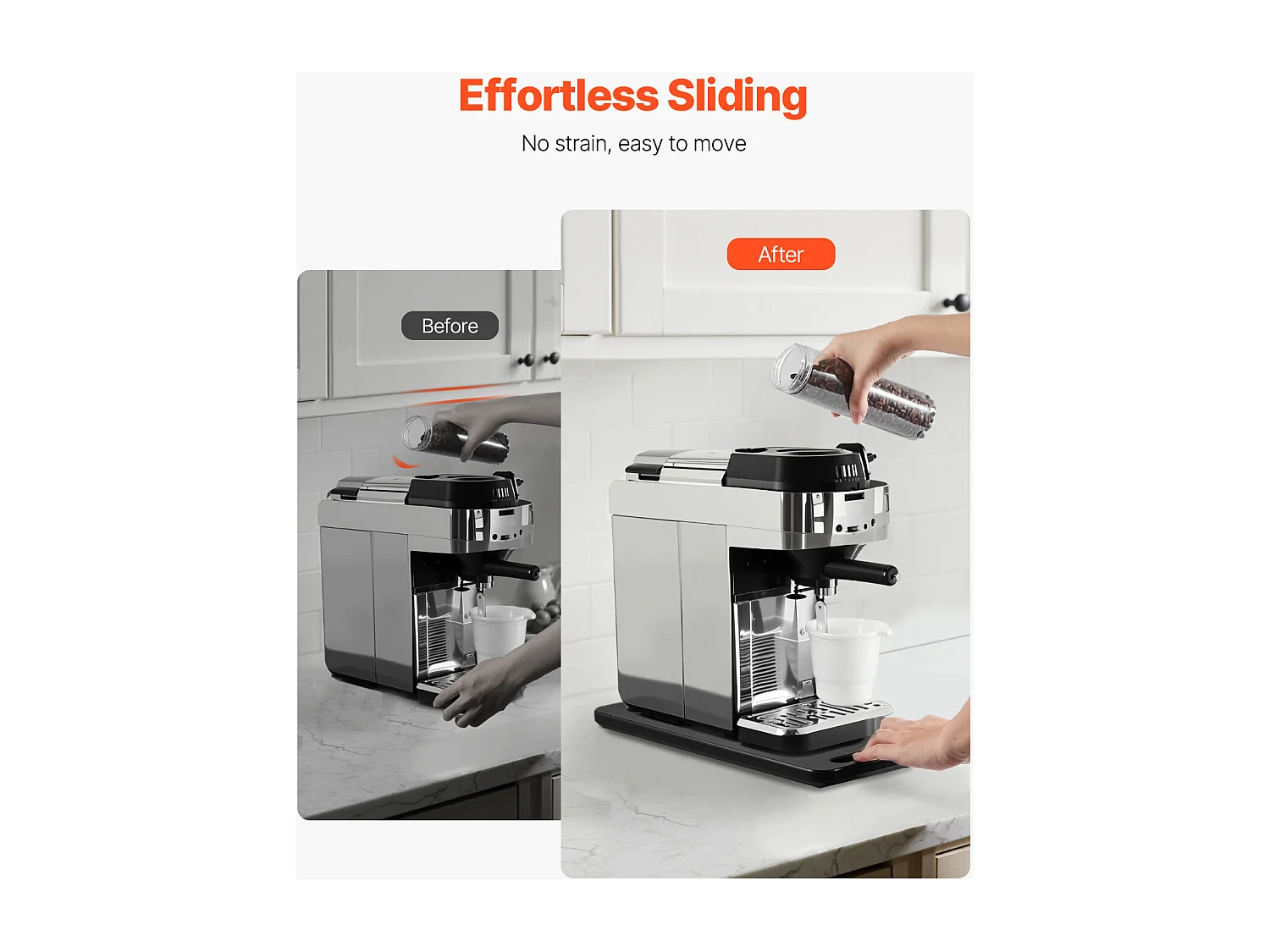 Bandeja Deslizante SucceBuy para Aparatos de Cocina, 36,8 x 19,1 cm, Tabla Móvil, para Cafetera, Pequeños Electrodomésticos de Cocina, Negro