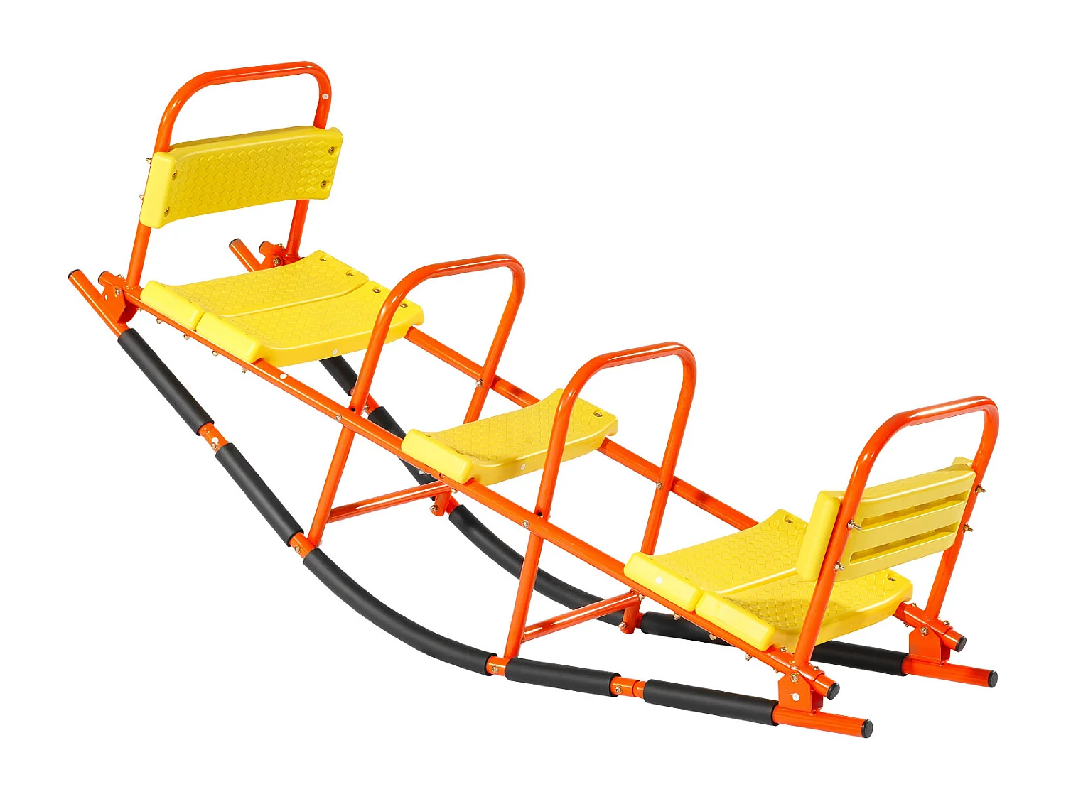 Balançoire à Bascule SucceBuy, Capacité de Charge 90,7 kg, avec Poignées, Larges Sièges à Dossier, pour Pelouse, Jardin, pour 2 Enfants 3 Ans et Plus