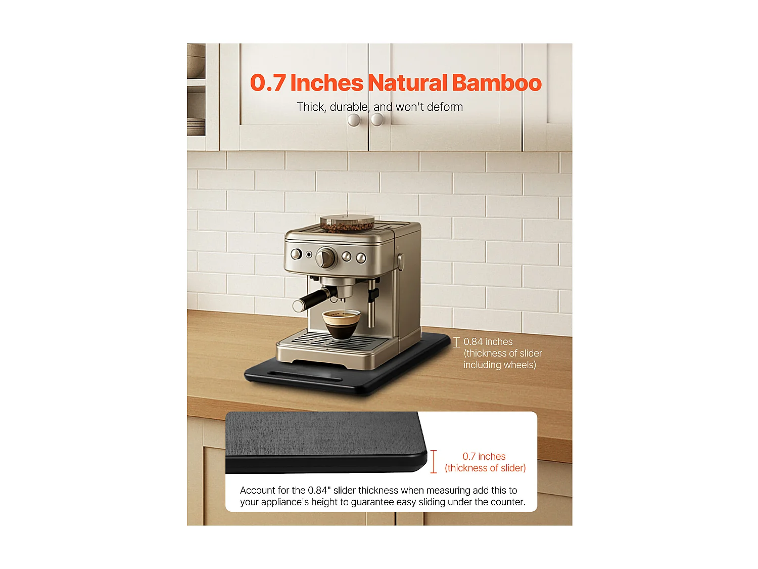 Vassoio Scorrevole SucceBuy per Elettrodomestici da Cucina, 40,6x30,5 cm, Tavola Mobile, per Caffettiera, Piccoli Elettrodomestici da Cucina, Nero