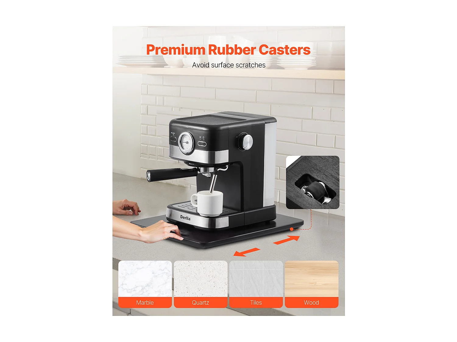 Vassoio Scorrevole SucceBuy per Elettrodomestici da Cucina, 40,6x30,5 cm, Tavola Mobile, per Caffettiera, Piccoli Elettrodomestici da Cucina, Nero