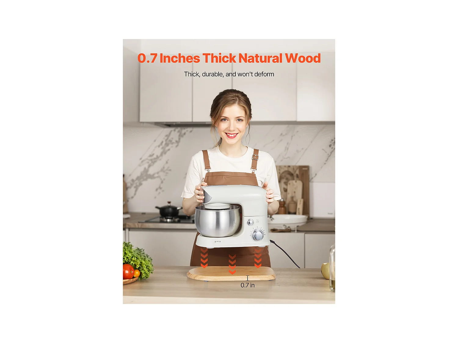 Plateau Coulissant SucceBuy pour Appareils de Cuisine, 36,8 x 23,9 cm, Plateau en Bois avec Pieds en PTFE, pour Petits Électroménagers de Cuisine, Couleur Bois