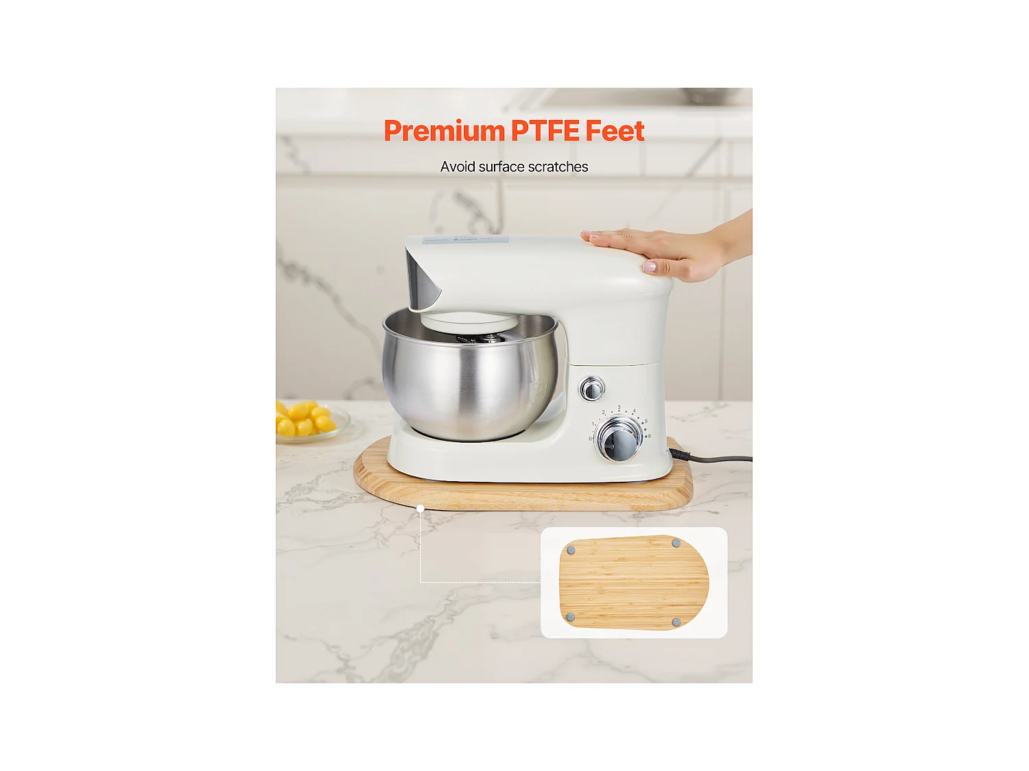 Plateau Coulissant SucceBuy pour Appareils de Cuisine, 36,8 x 23,9 cm, Plateau en Bois avec Pieds en PTFE, pour Petits Électroménagers de Cuisine, Couleur Bois