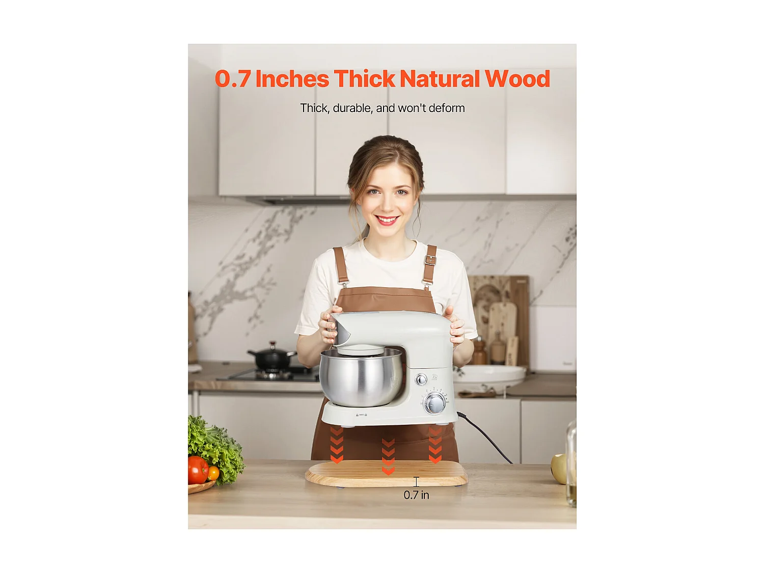 Plateau Coulissant SucceBuy pour Appareils de Cuisine, 36,8 x 23,9 cm, Plateau en Bois avec Pieds en PTFE, pour Petits Électroménagers de Cuisine, Couleur Bois