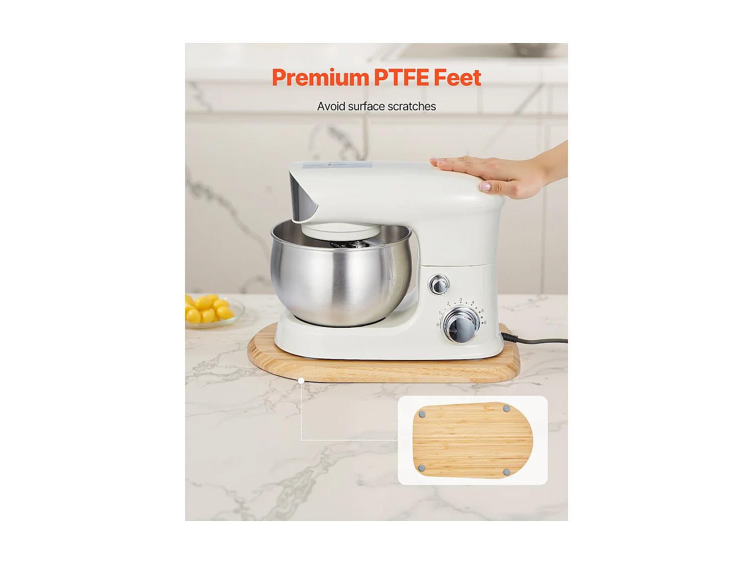 Plateau Coulissant SucceBuy pour Appareils de Cuisine, 36,8 x 23,9 cm, Plateau en Bois avec Pieds en PTFE, pour Petits Électroménagers de Cuisine, Couleur Bois