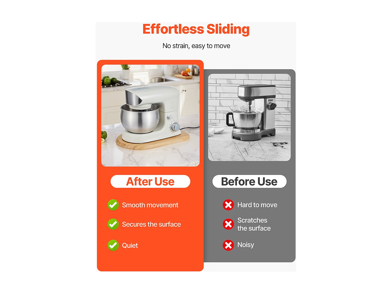 Plateau Coulissant SucceBuy pour Appareils de Cuisine, 36,8 x 23,9 cm, Plateau en Bois avec Pieds en PTFE, pour Petits Électroménagers de Cuisine, Couleur Bois