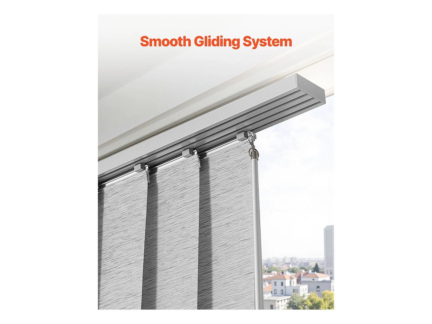 Store à Panneaux SucceBuy sur Rail Extensible, 116-218 cm de Largeur, Panneau Japonais Vertical Ajustable jusqu'à 243 cm de Hauteur, Gris