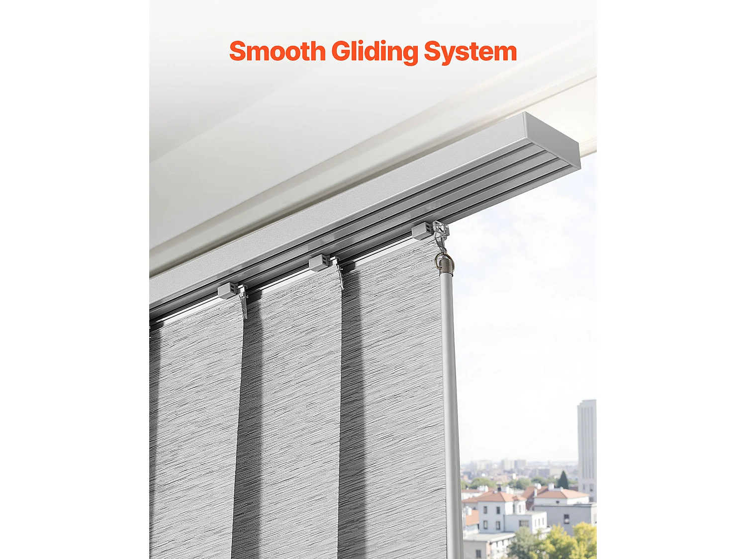 Roleta Panelowa SucceBuy na Rozciągalnej Szynie, Szerokość 116-218 cm, Panel Japoński Pionowy Regulowany do Wysokości 243 cm, Szary