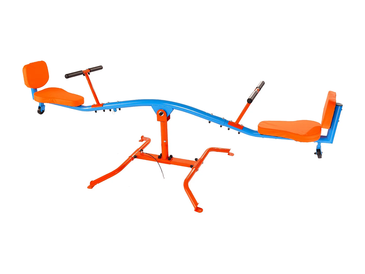 Balançoire à Bascule SucceBuy, Capacité de Charge 136 kg, avec Poignées Confortables, Sièges à Dossier, Rotation à 360°, pour 2 Enfants 3 Ans et Plus