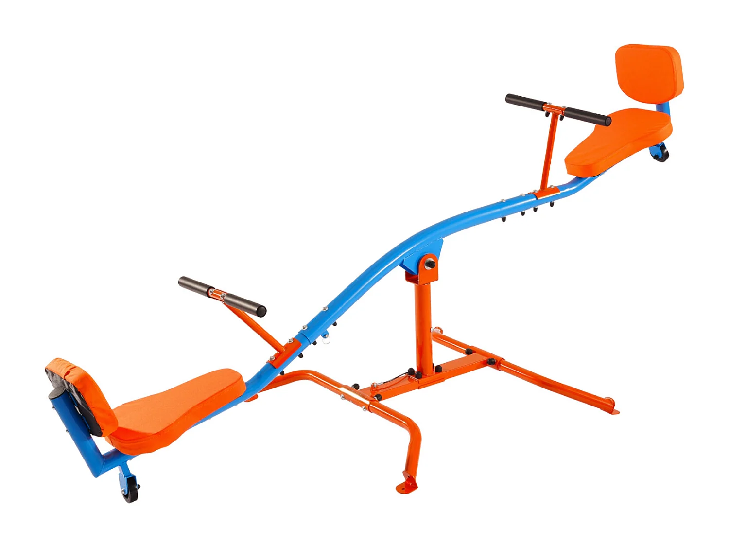 Balançoire à Bascule SucceBuy, Capacité de Charge 136 kg, avec Poignées Confortables, Sièges à Dossier, Rotation à 360°, pour 2 Enfants 3 Ans et Plus