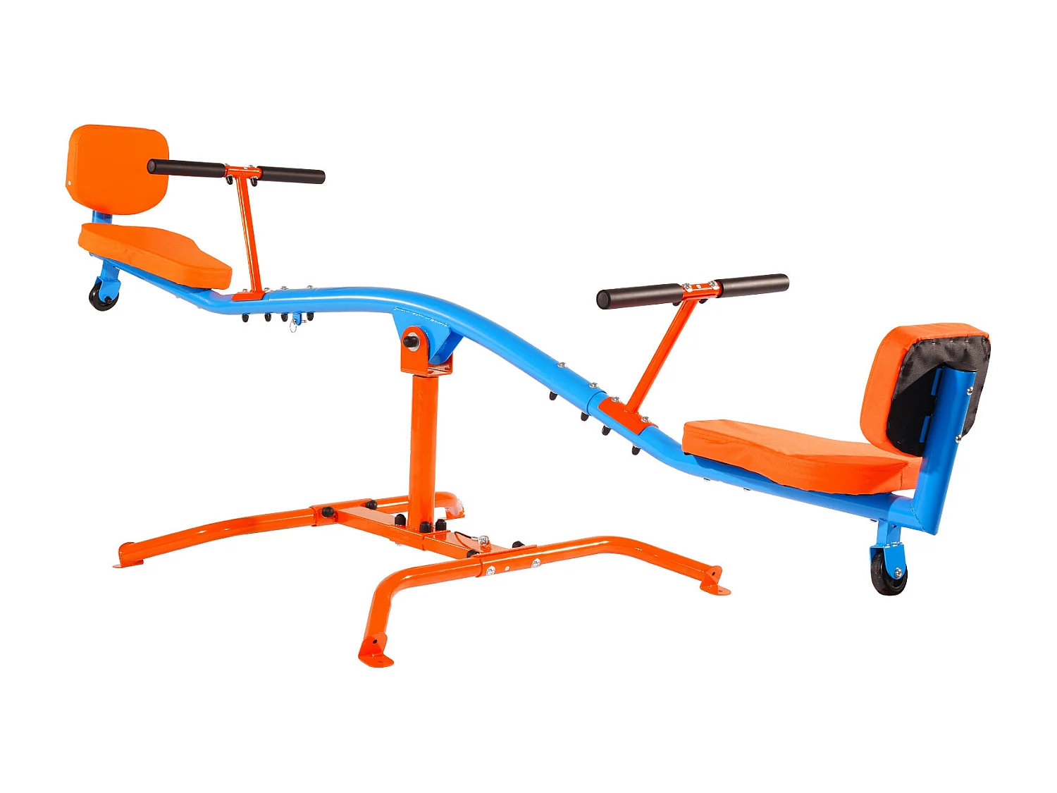 Balançoire à Bascule SucceBuy, Capacité de Charge 136 kg, avec Poignées Confortables, Sièges à Dossier, Rotation à 360°, pour 2 Enfants 3 Ans et Plus